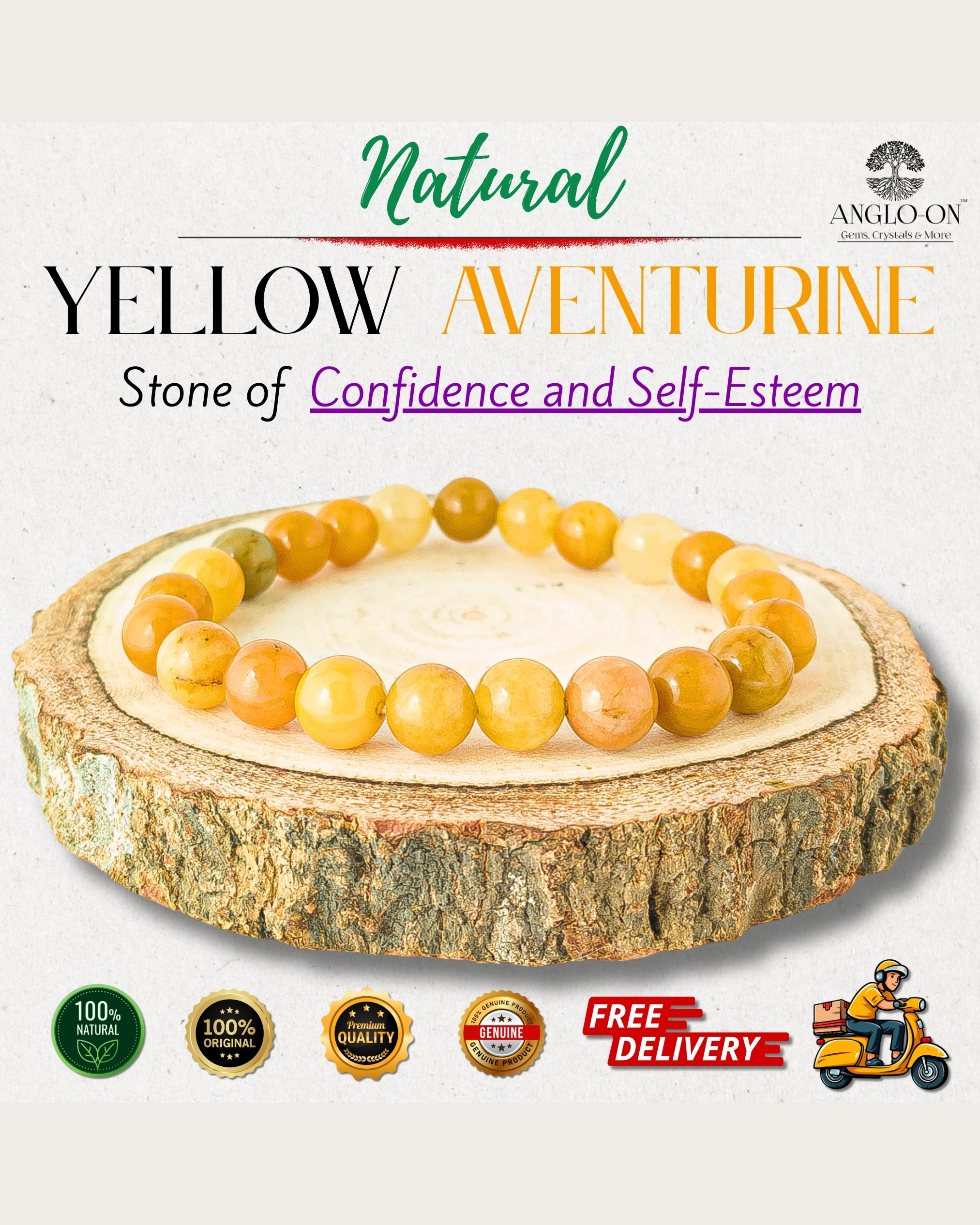 Natural Yellow Aventurine Bracelet 8mm