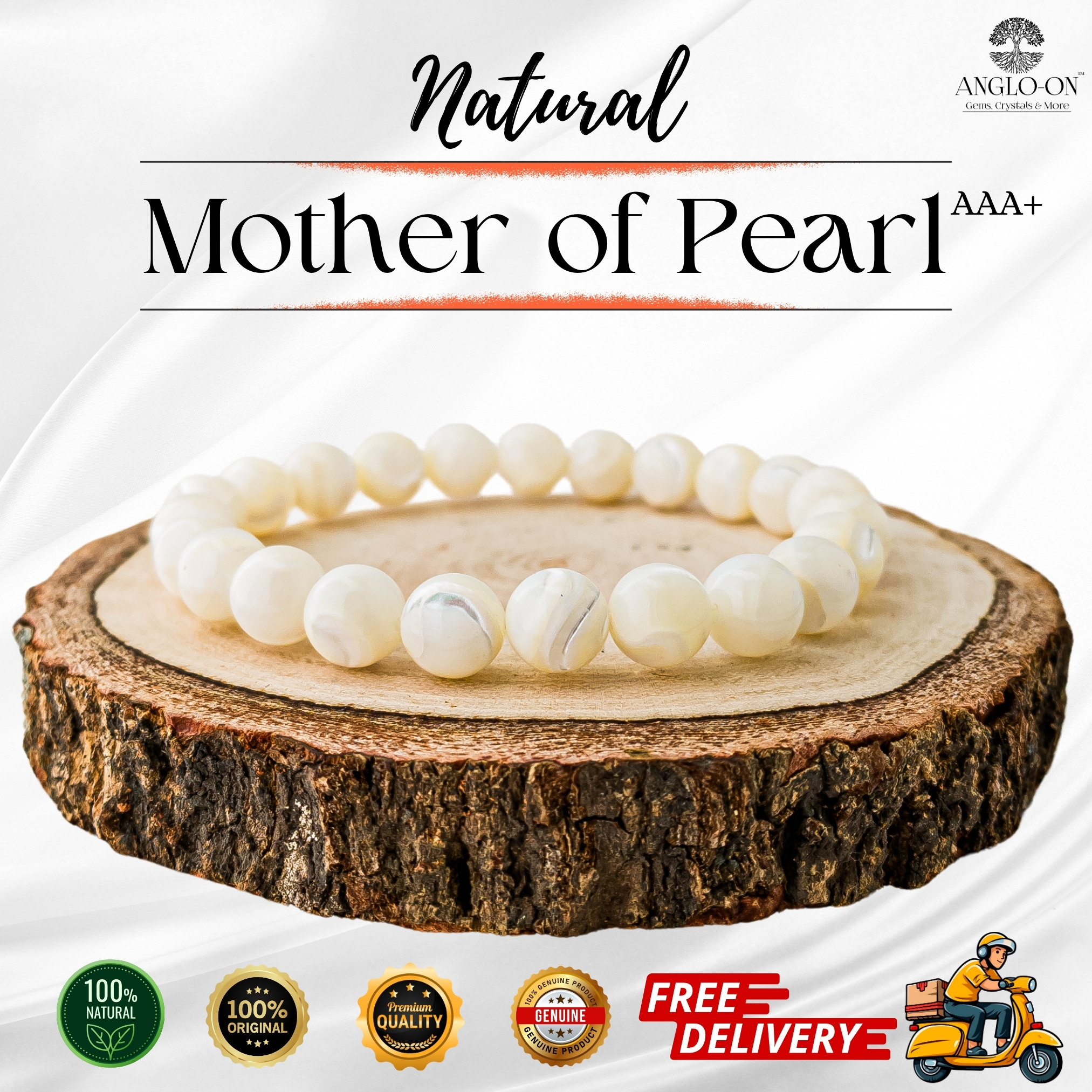 Natural Mother of Pearl (MOP)  Bracelet 8mm