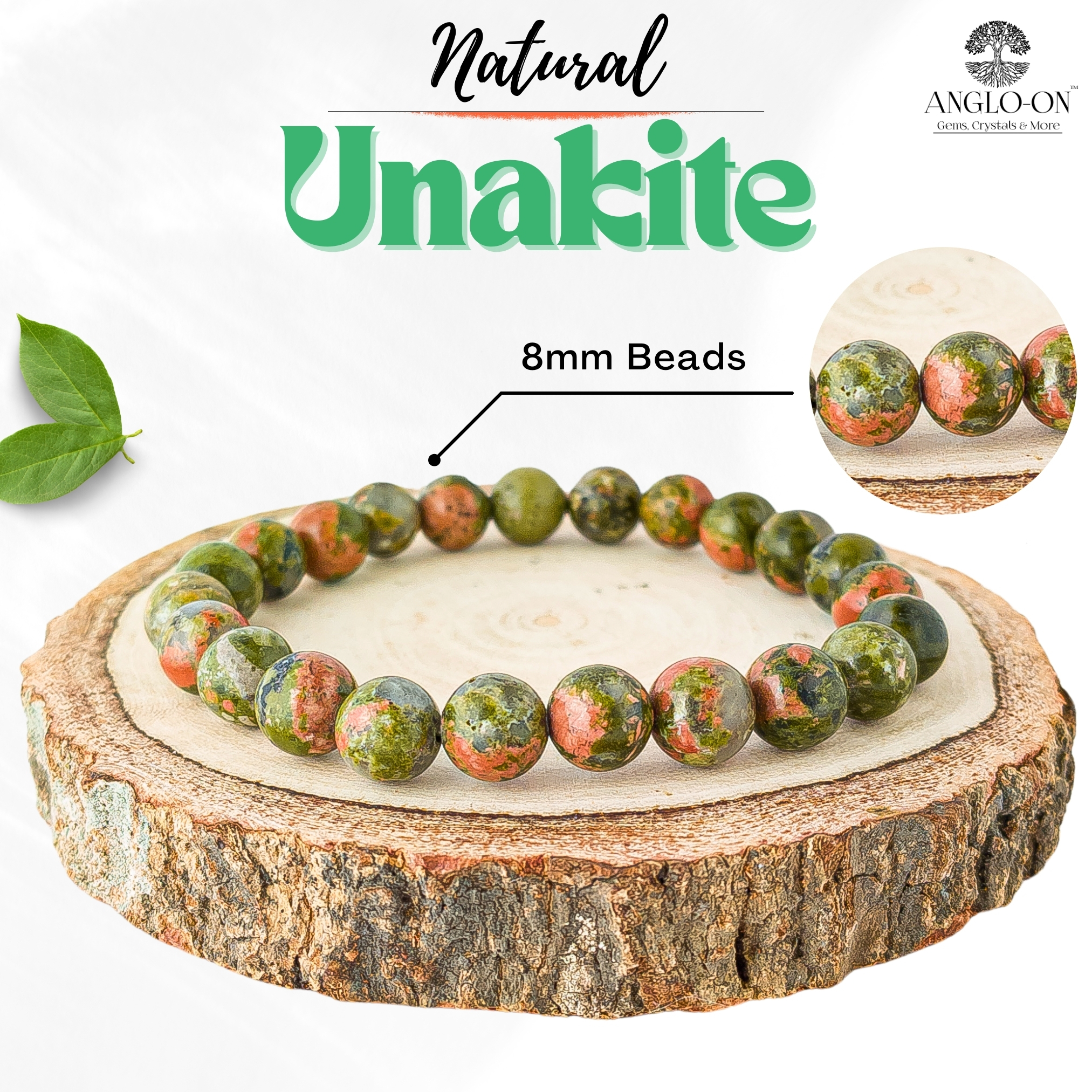 Natural Unakite Bracelet 8mm