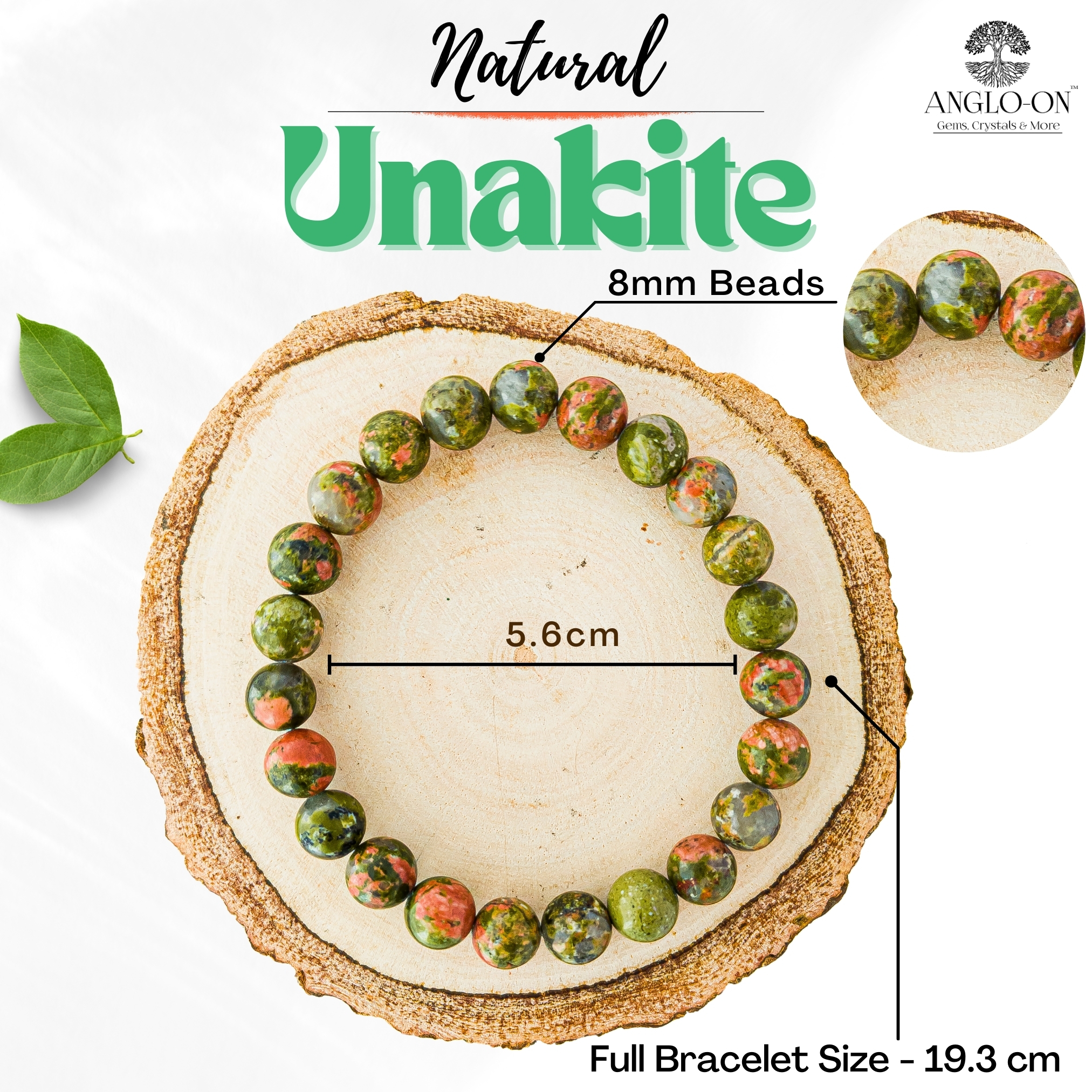 Natural Unakite Bracelet 8mm