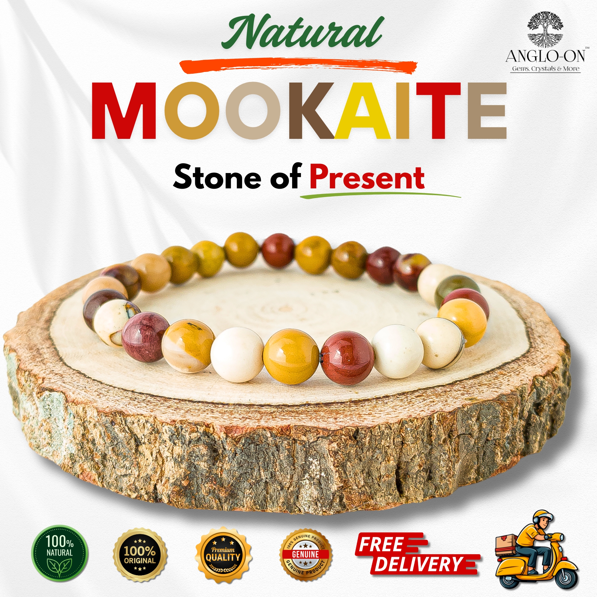 Natural Mookaite Bracelet 8mm