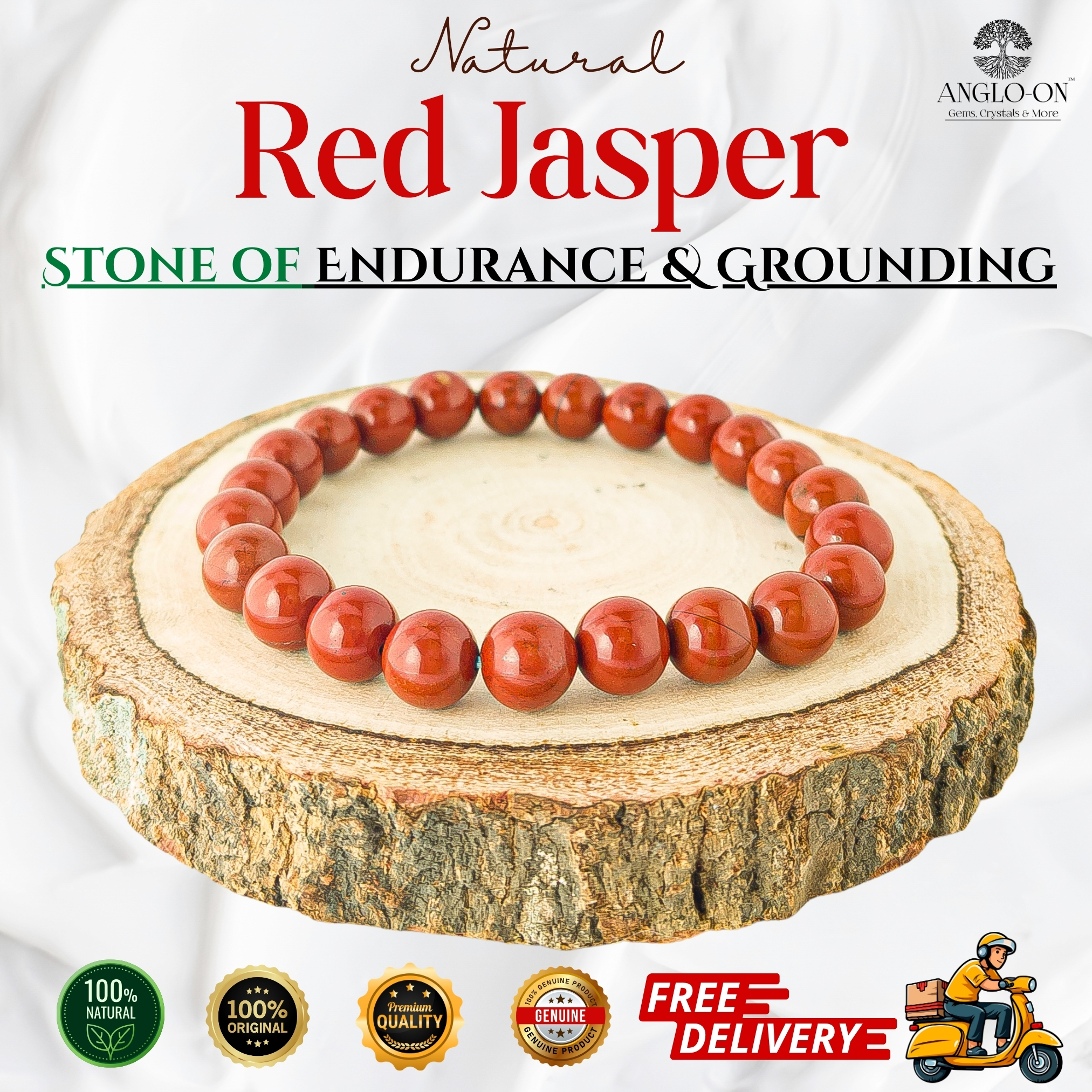 Natural Red Jasper Bracelet 8mm