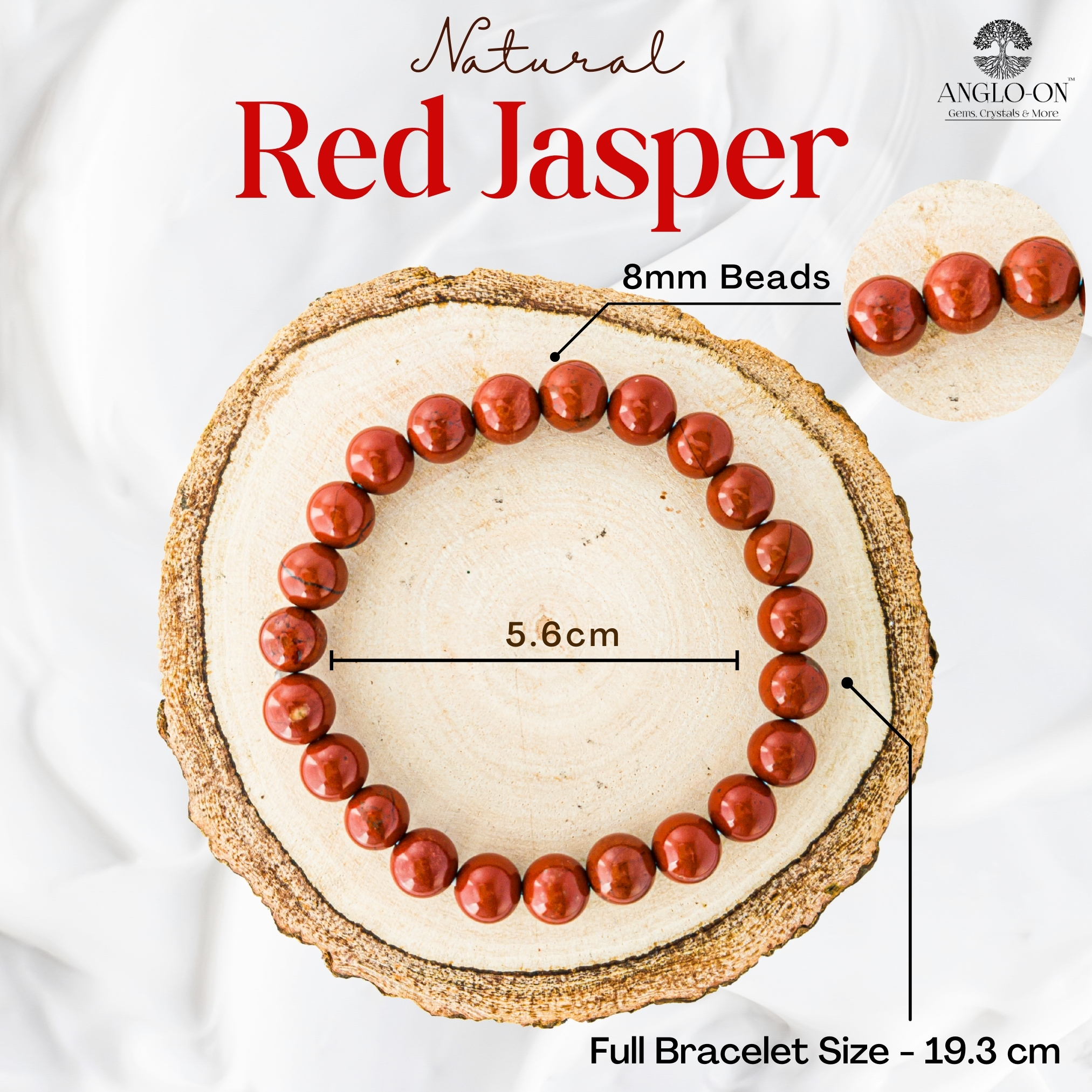 Natural Red Jasper Bracelet 8mm