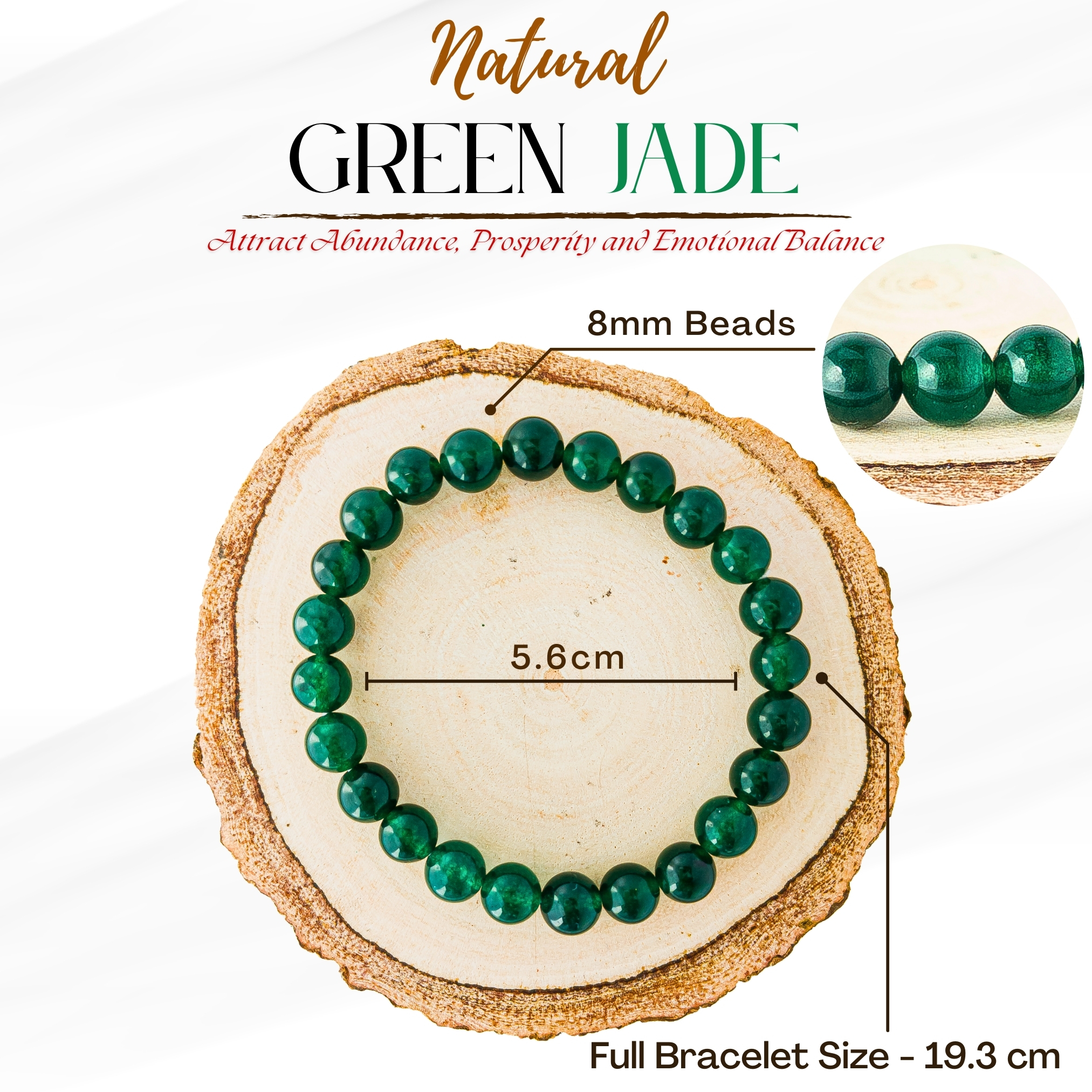 Natural Green Jade Bracelet 8mm