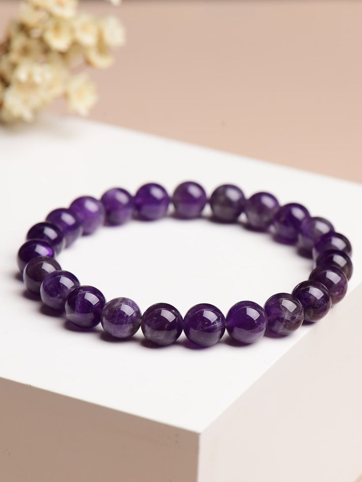 Natural Amethyst Bracelet AAA Quality (8mm)