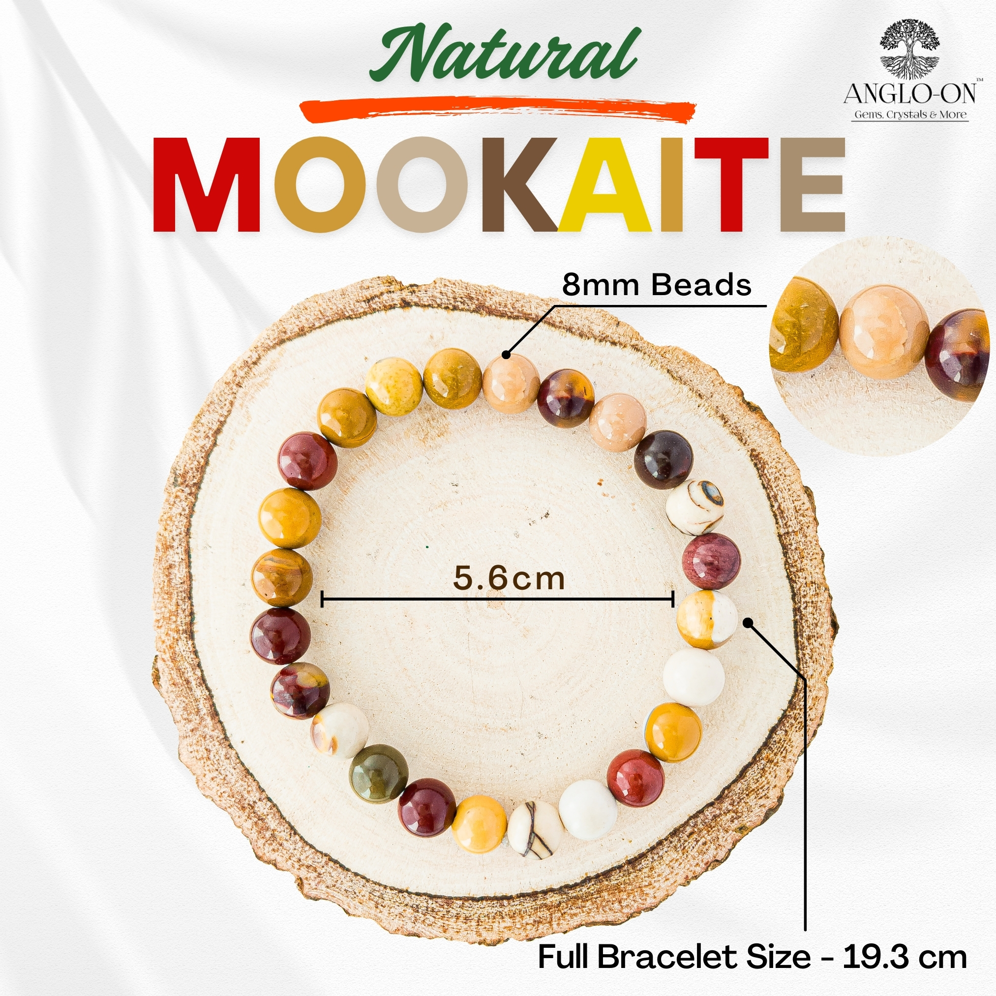 Natural Mookaite Bracelet 8mm