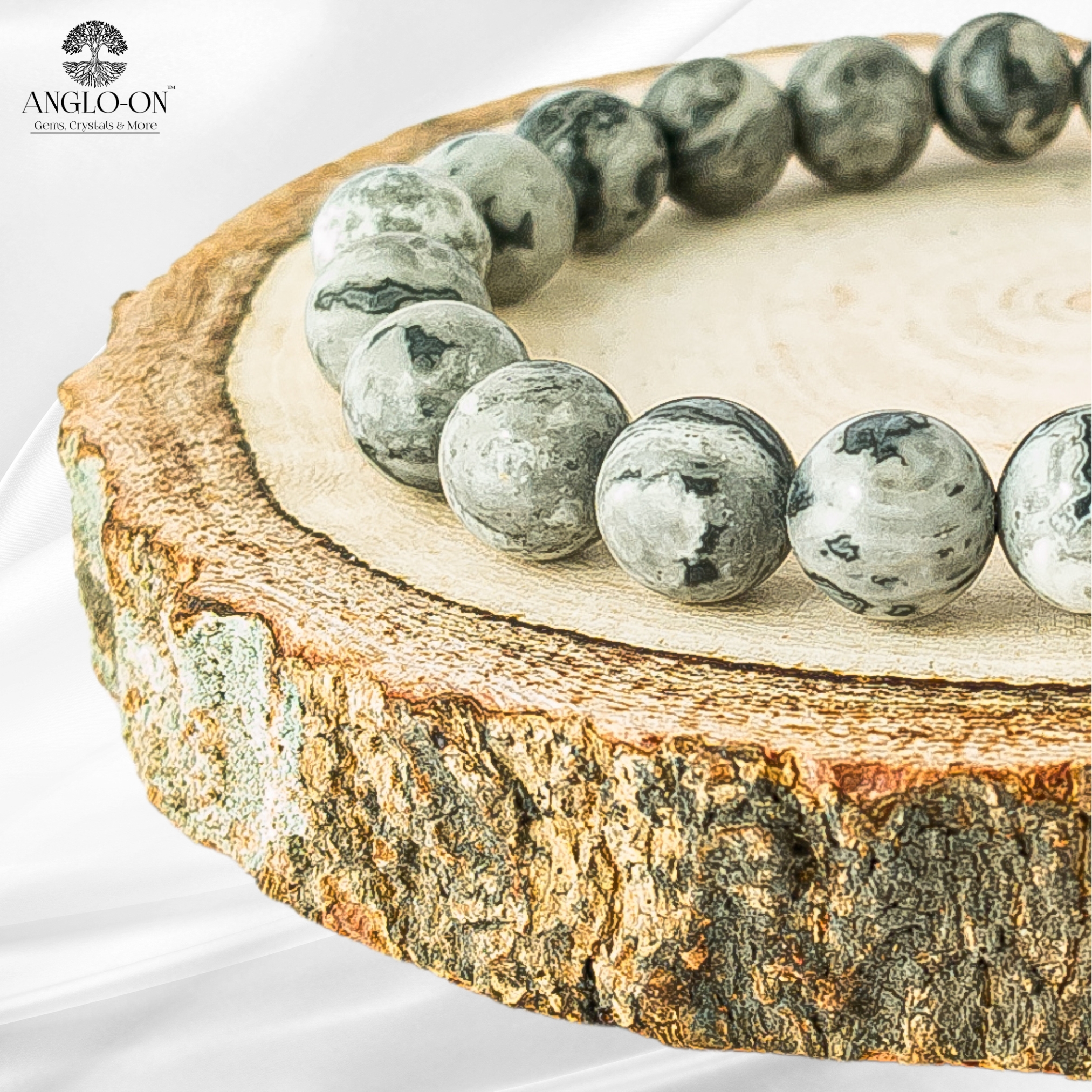 Natural Grey Picasso Jasper Bracelet 8mm