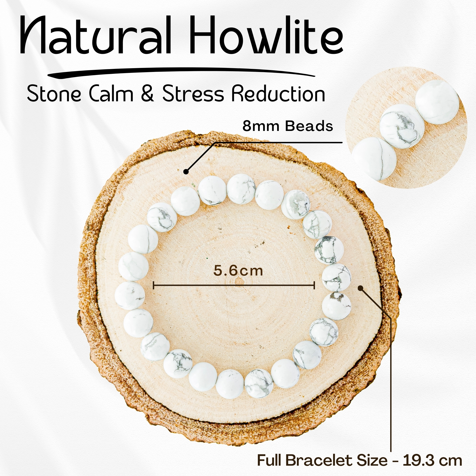 Natural Howlite Bracelet 8mm