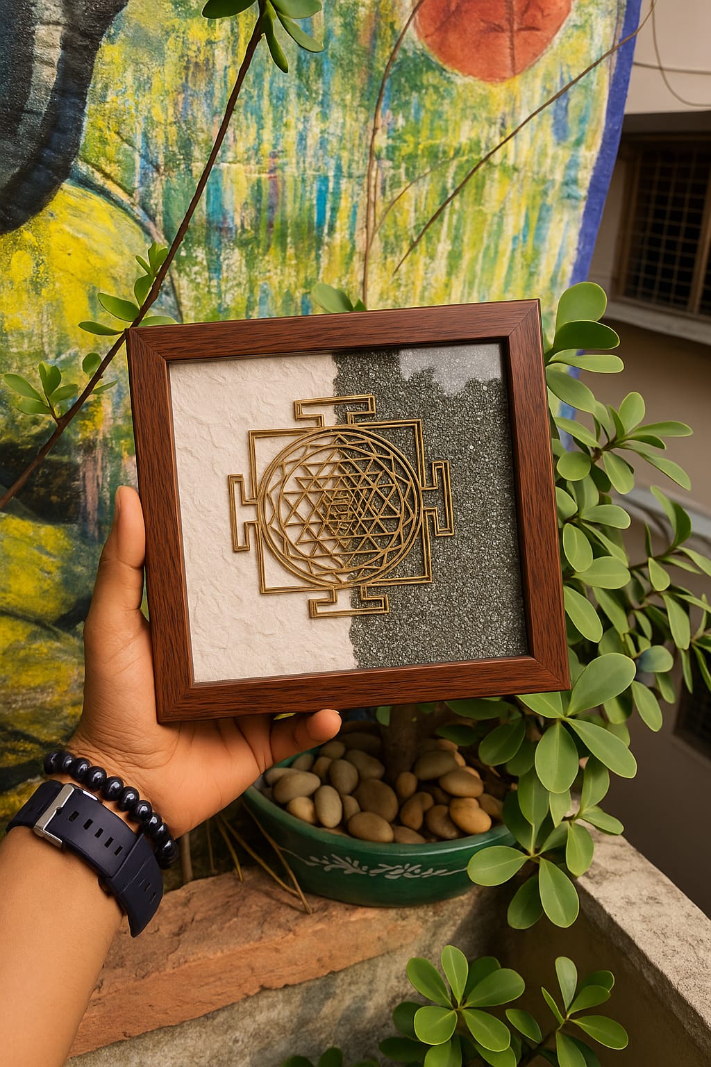 Natural Selenite & Pyrite Frame – 7 x 7 Inch
