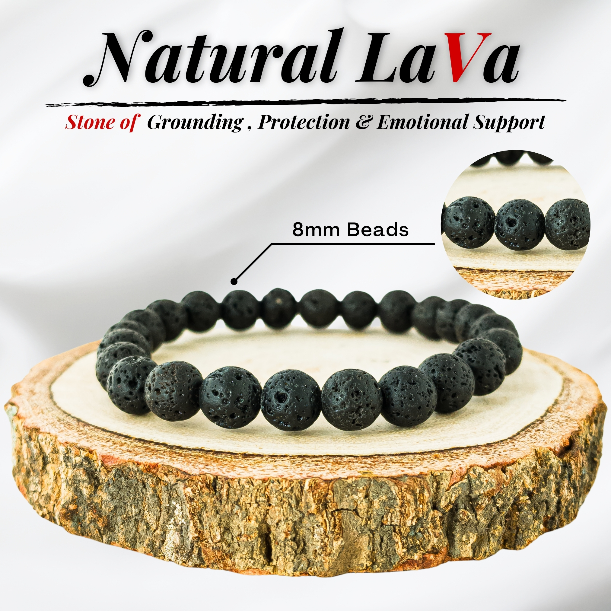 Natural Lava Stone Bracelet 8mm