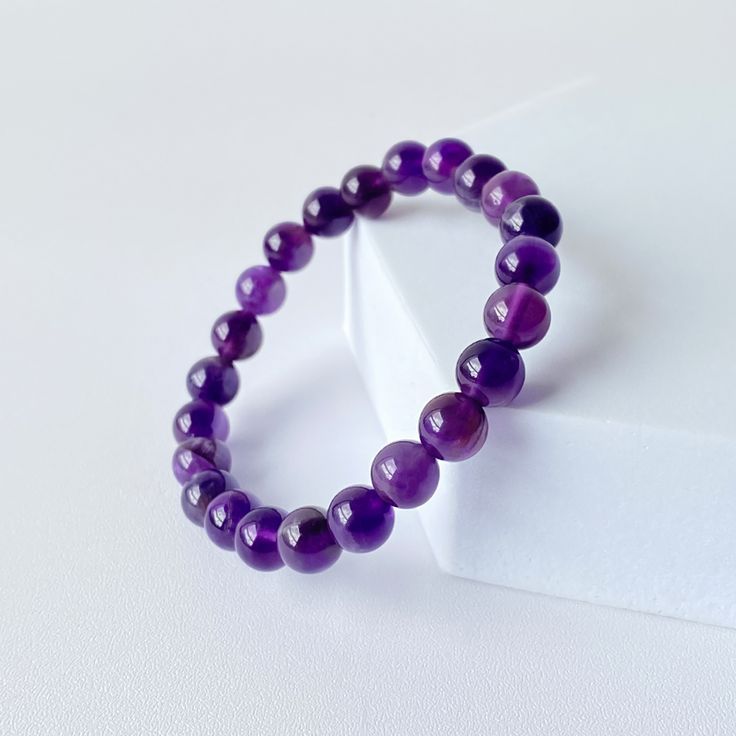  Natural Amethyst Bracelet AAA Quality (8mm)