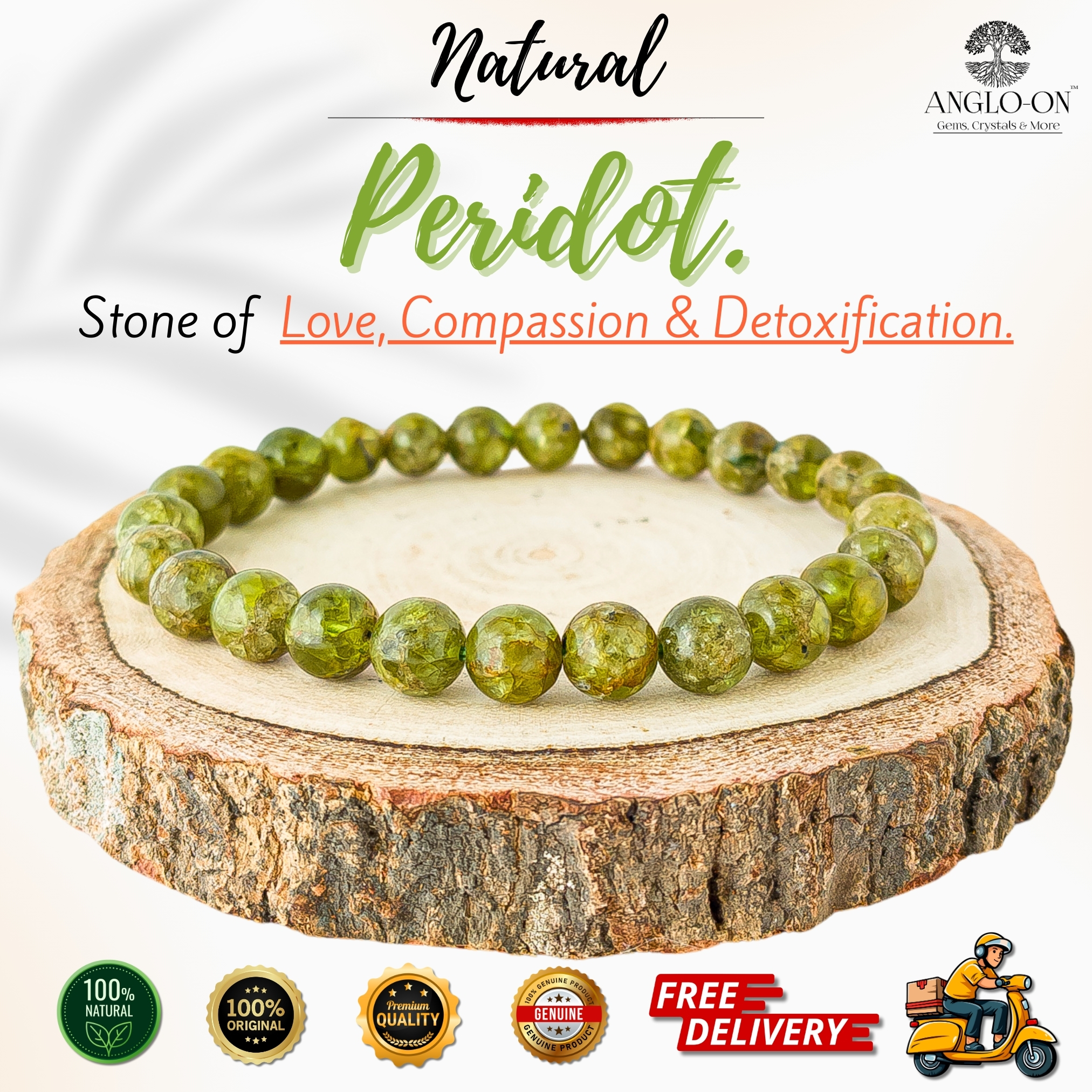 Natural Peridot Bracelet 7mm*8mm (Appx)