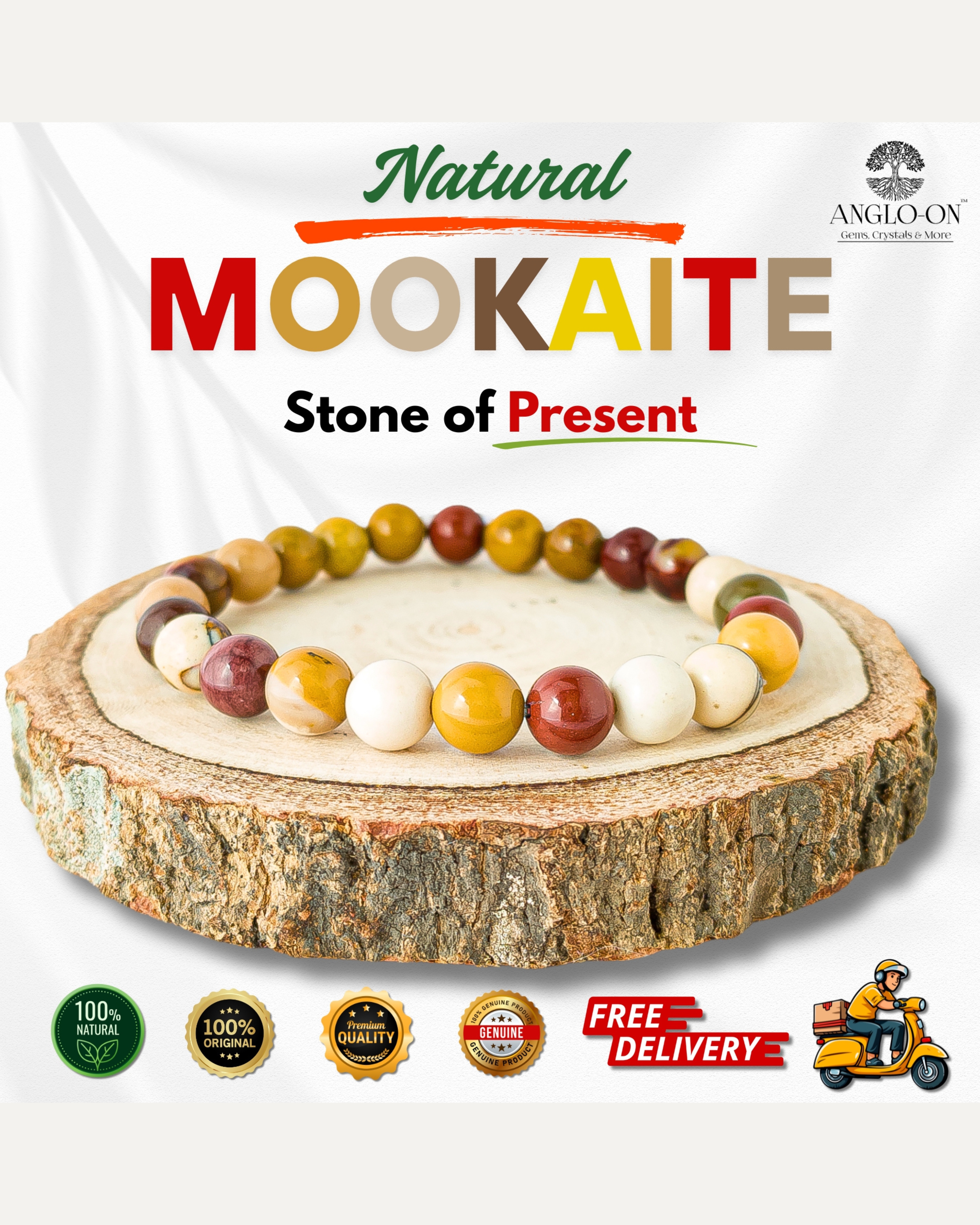 Natural Mookaite Bracelet 8mm