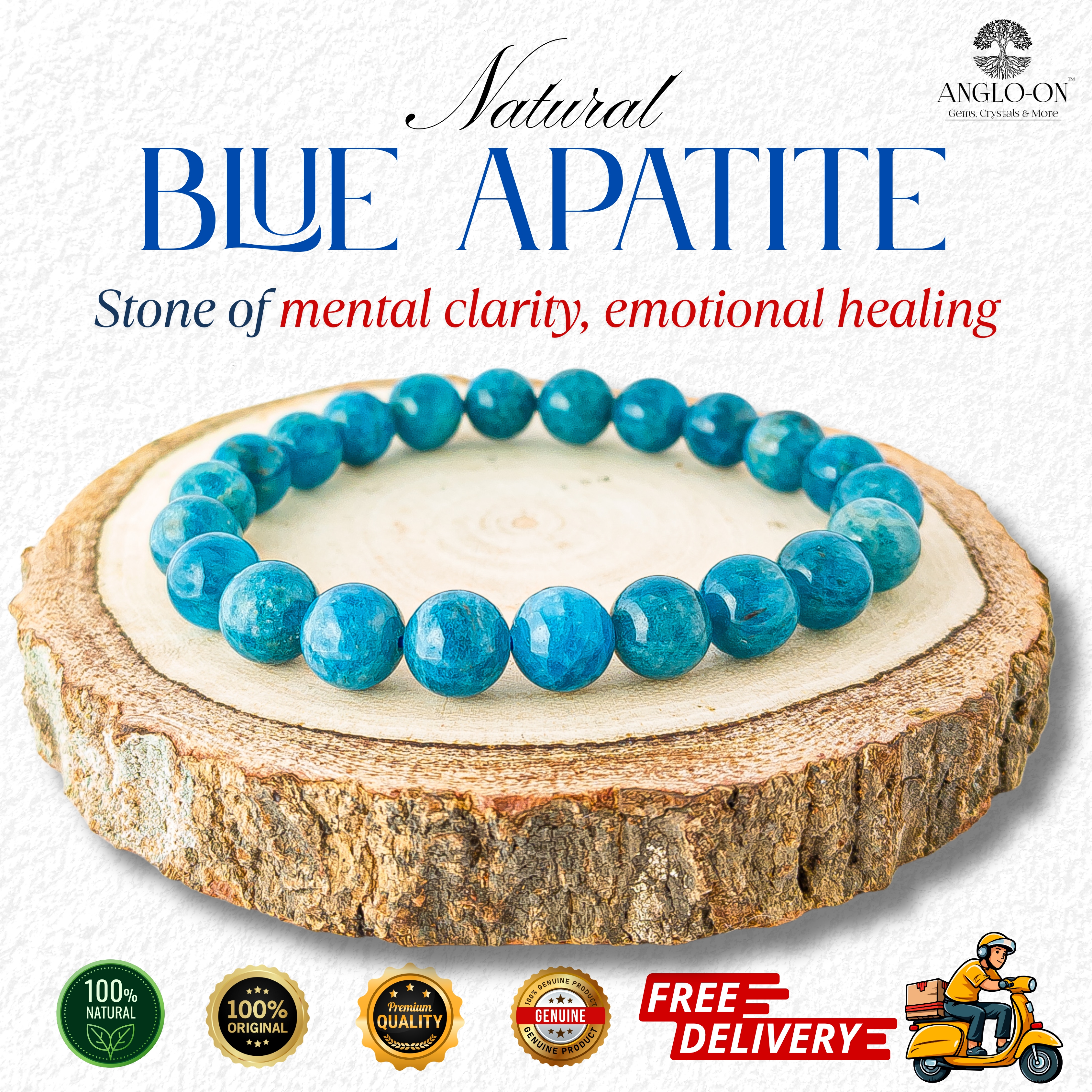Natural Blue Apatite Bracelet 8mm