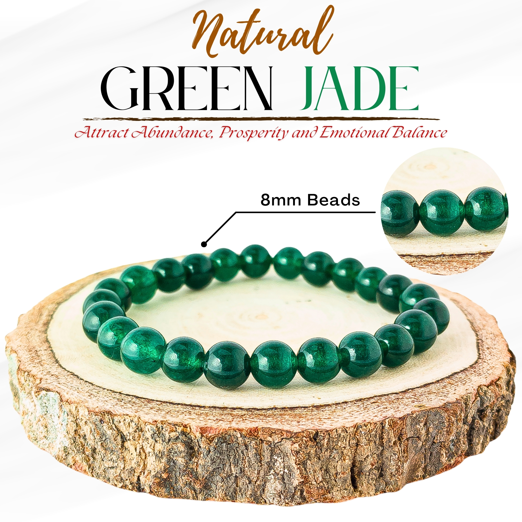 Natural Green Jade Bracelet 8mm
