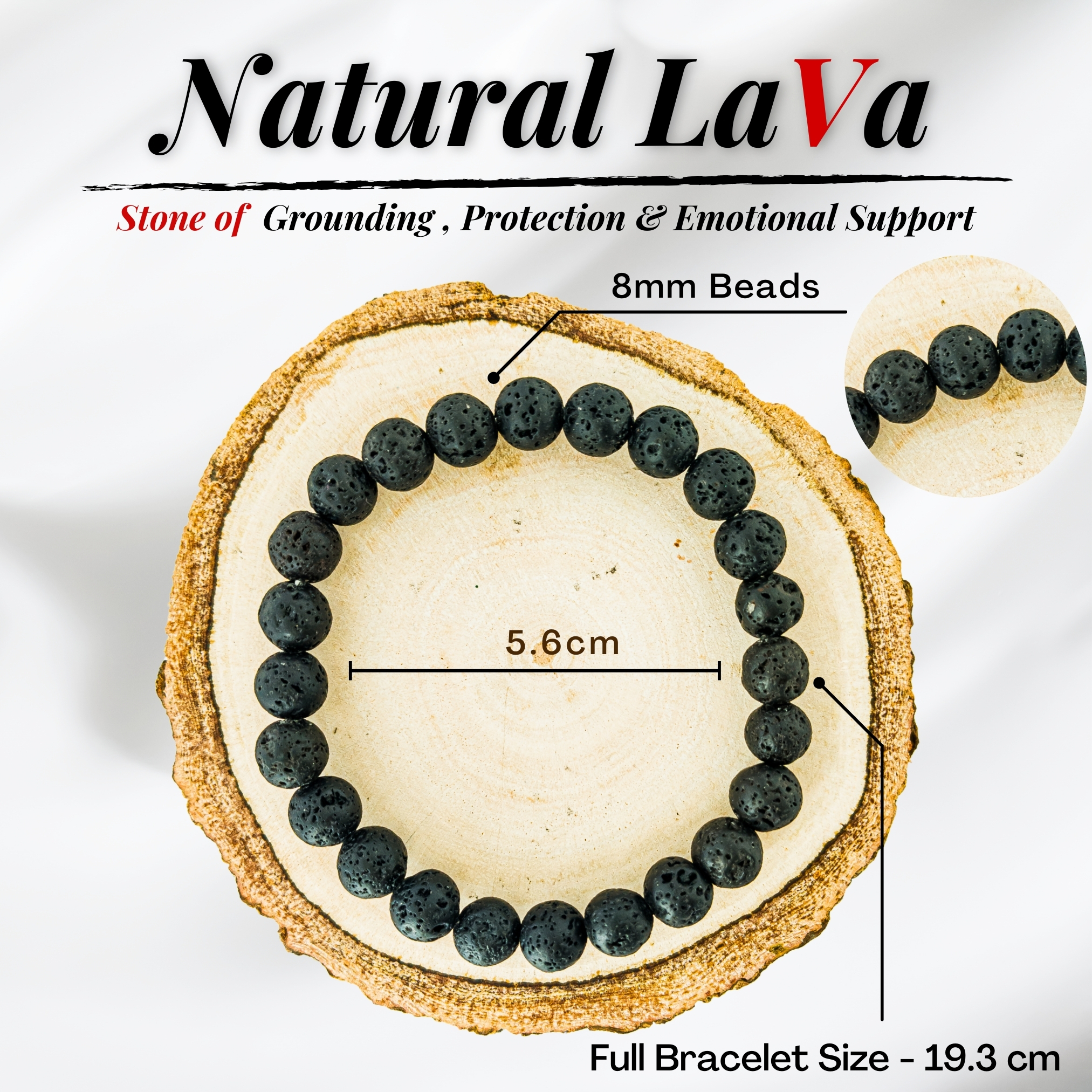 Natural Lava Stone Bracelet 8mm