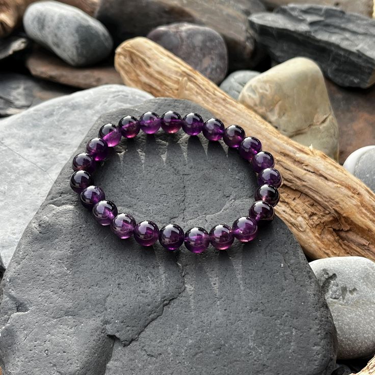  Natural Amethyst Bracelet AAA Quality (8mm)