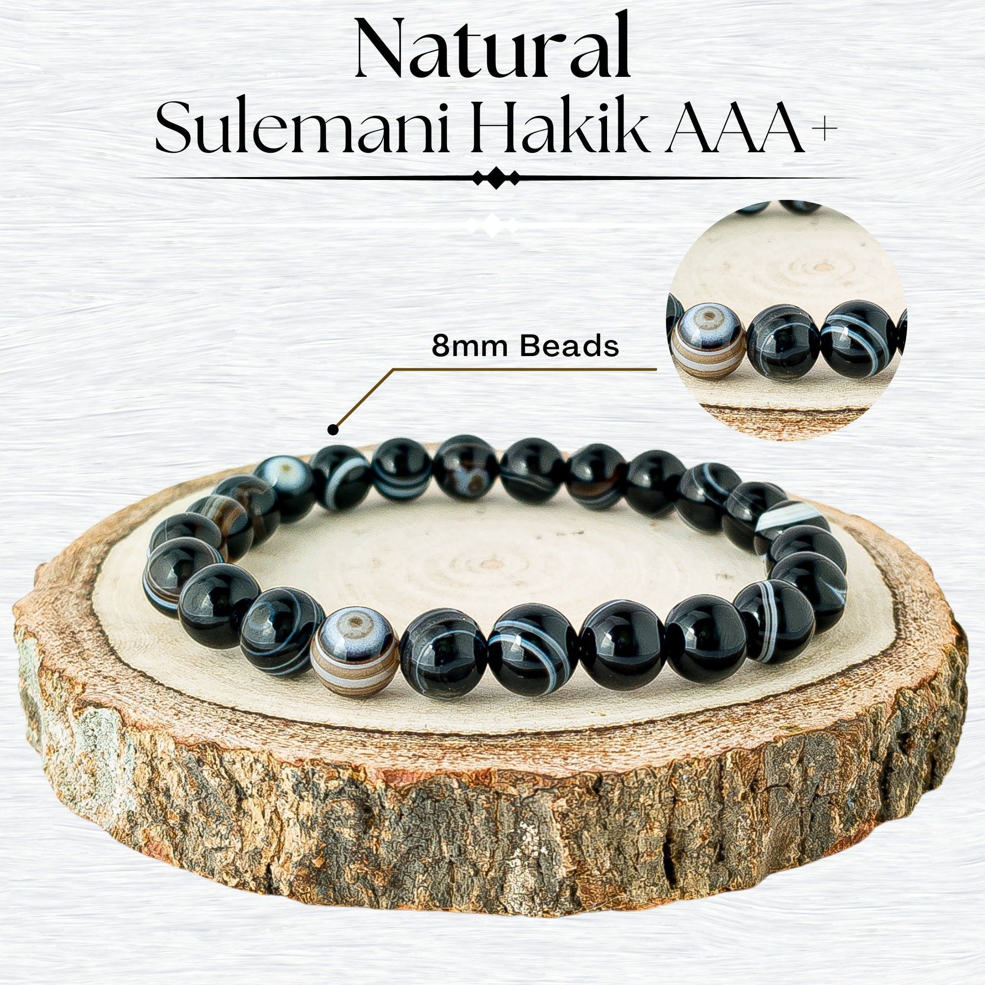 Natural Sulemani Hakik Bracelet 8mm AAA+ Quality