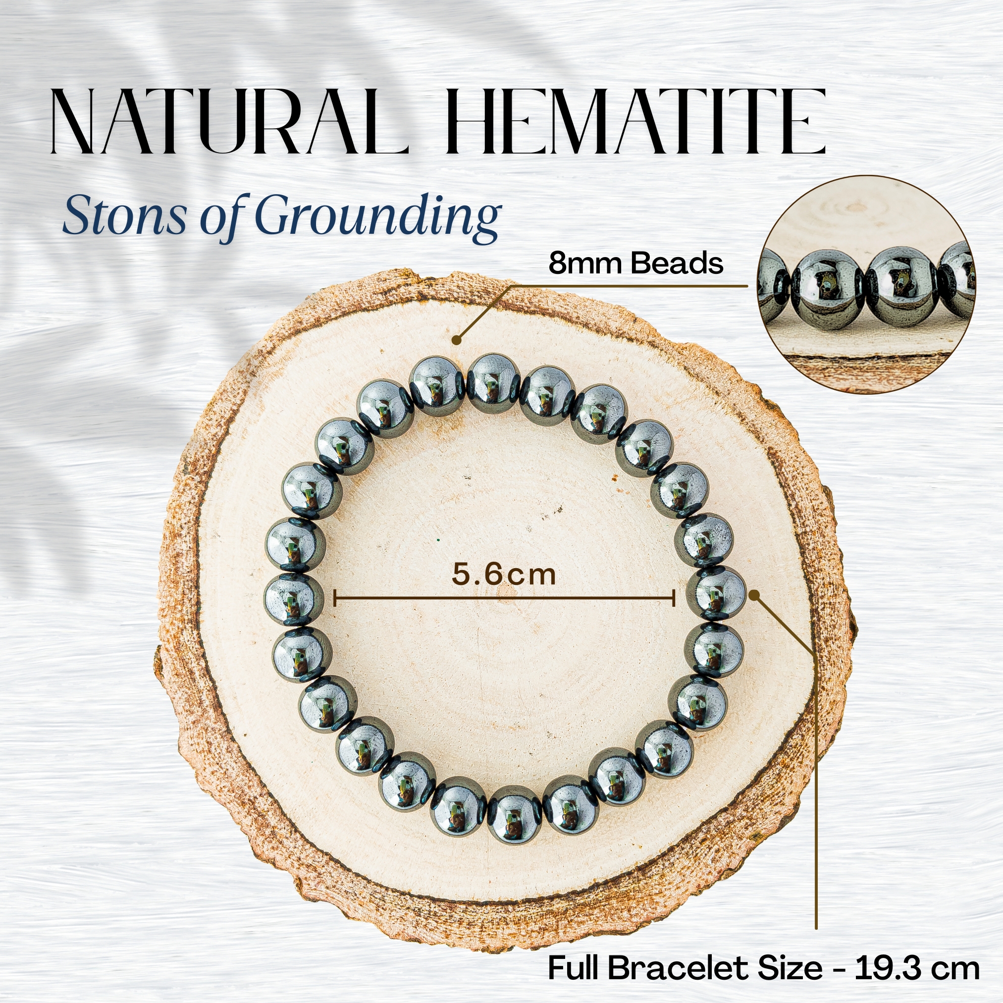 Natural Hematite Bracelet 8mm