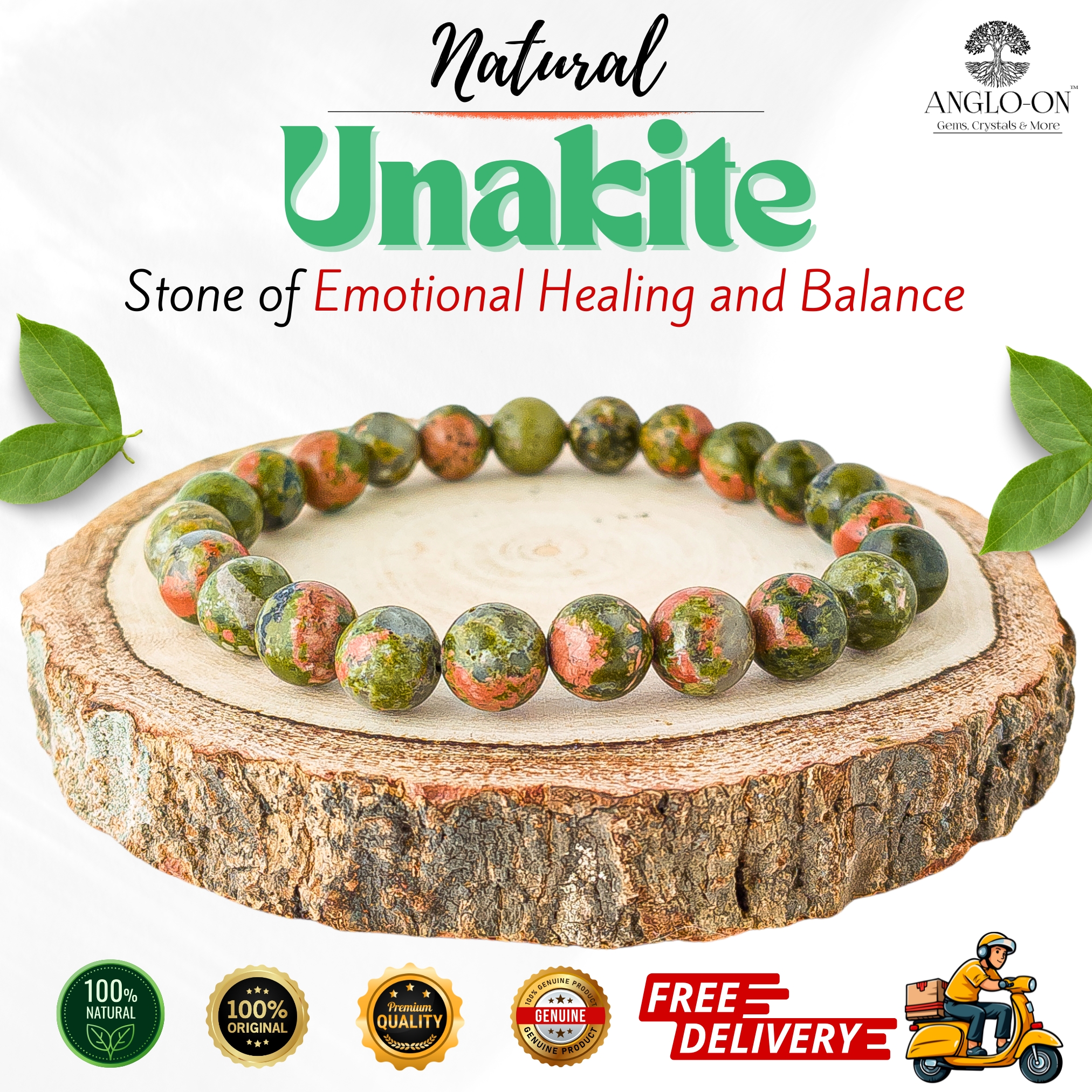 Natural Unakite Bracelet 8mm