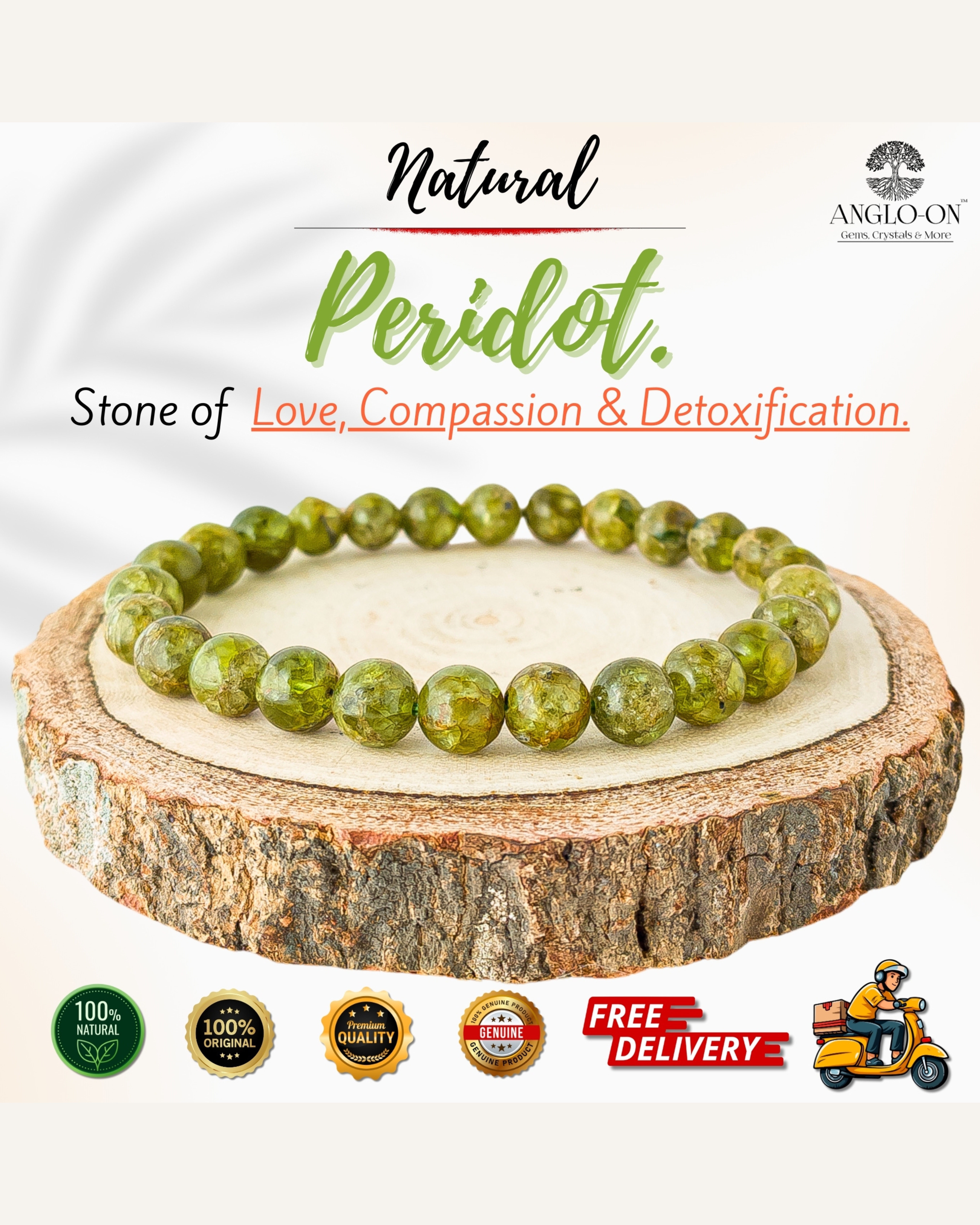 Natural Peridot Bracelet 7mm*8mm (Appx)