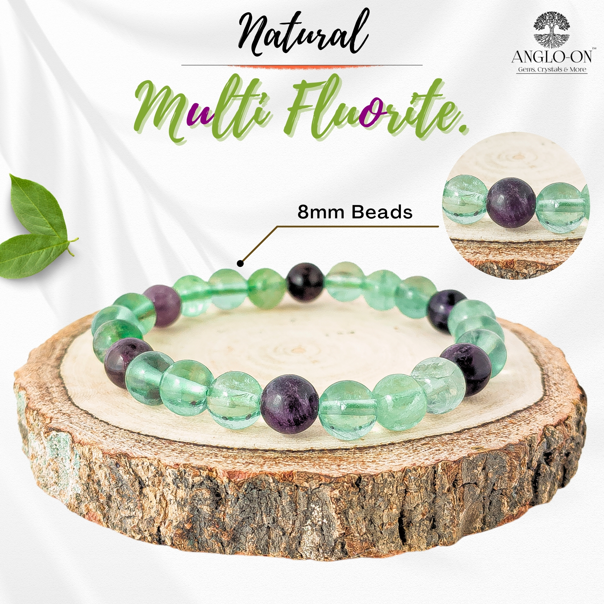 Natural Multi Fluorite Bracelet 8mm
