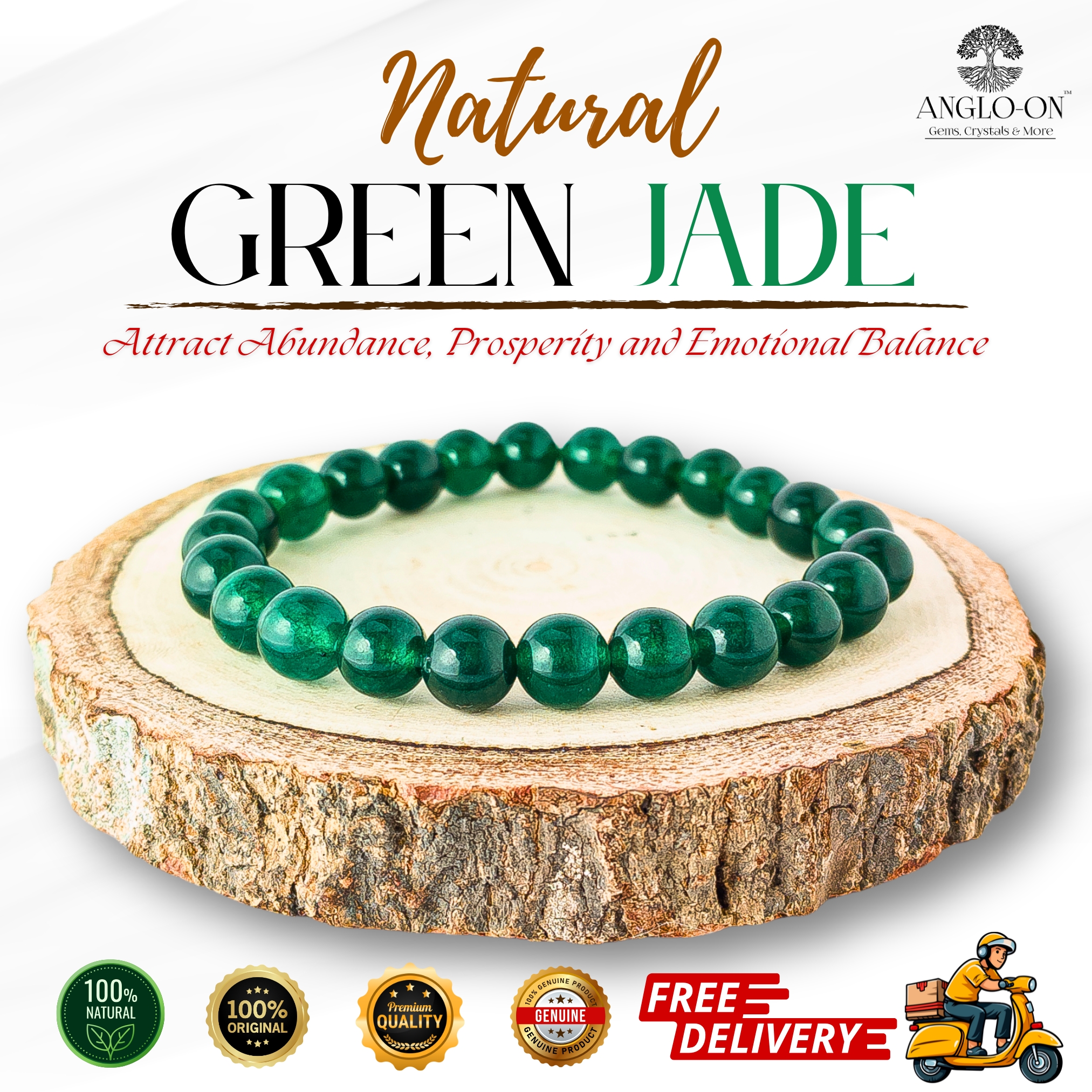 Natural Green Jade Bracelet 8mm