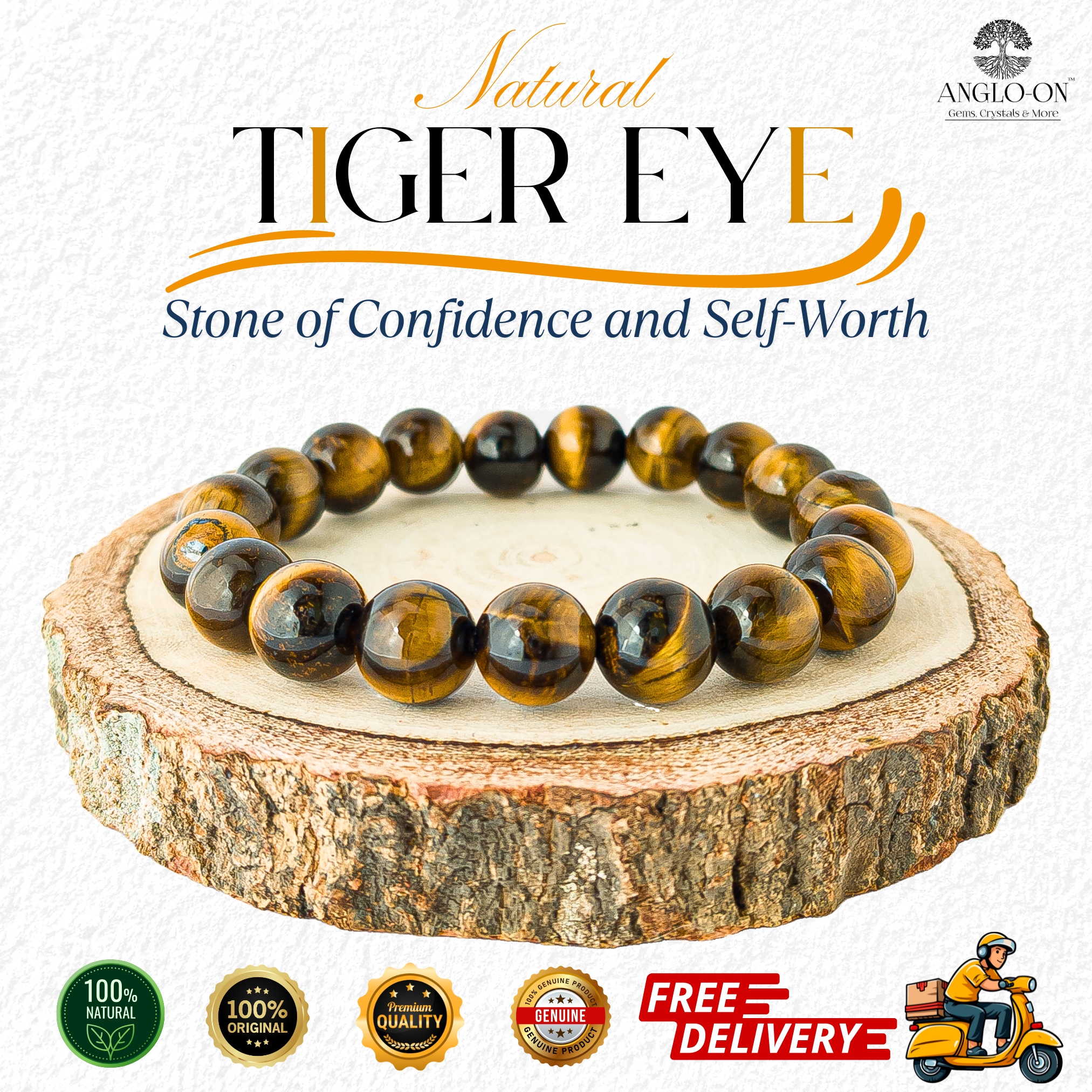 Natural Tiger Eye Bracelet 10mm