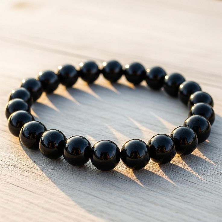  Natural Black Tourmaline Bracelet 8mm 