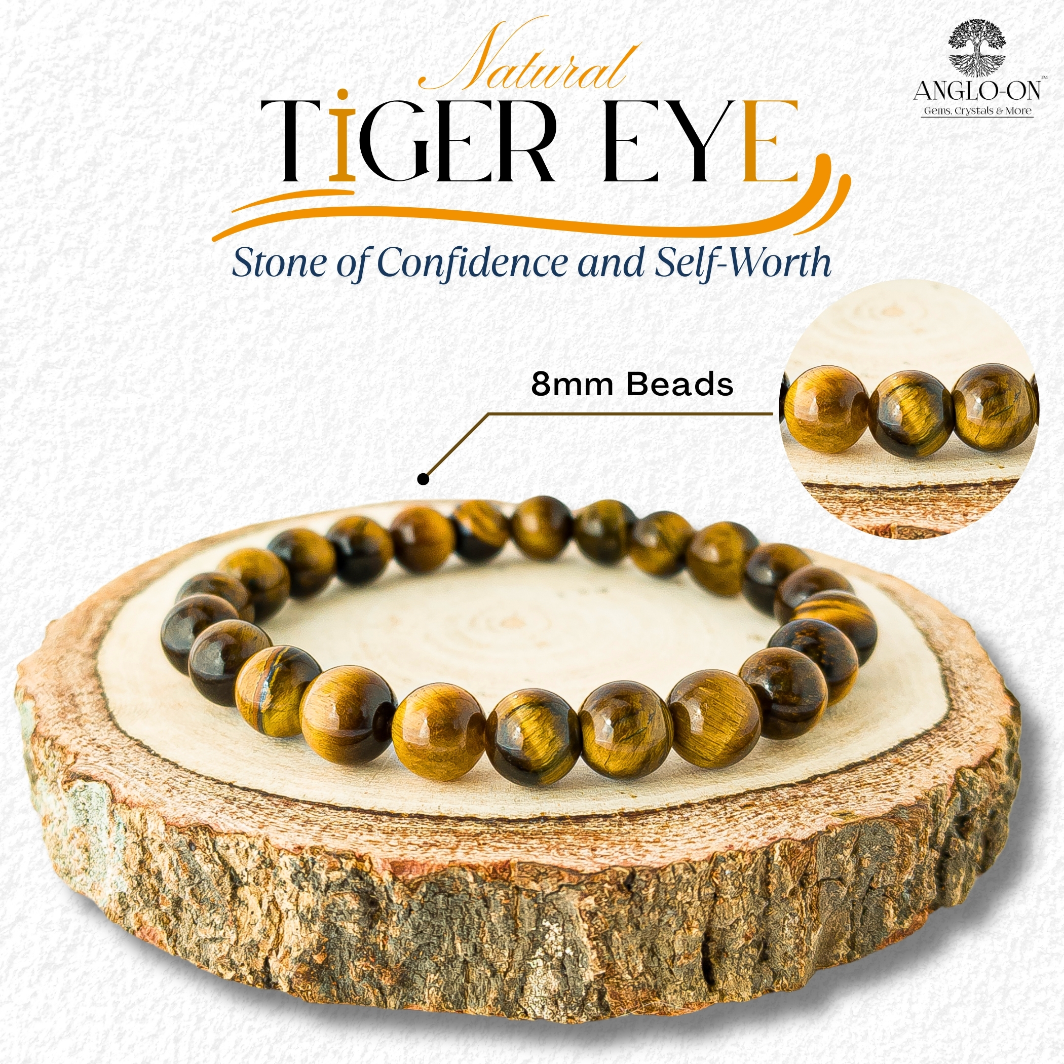 Natural Tiger Eye Bracelet 8mm