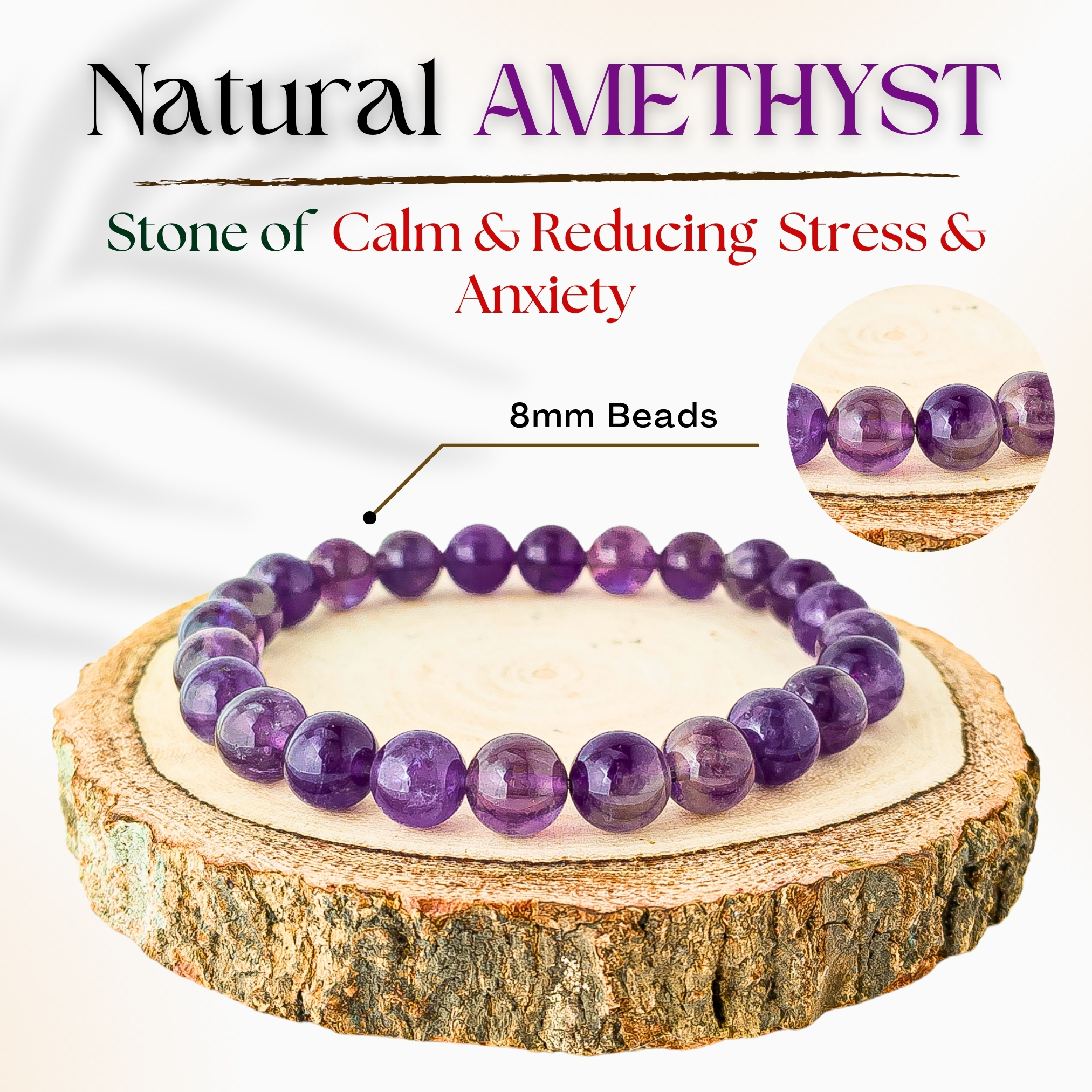Natural Amethyst Bracelet 8mm