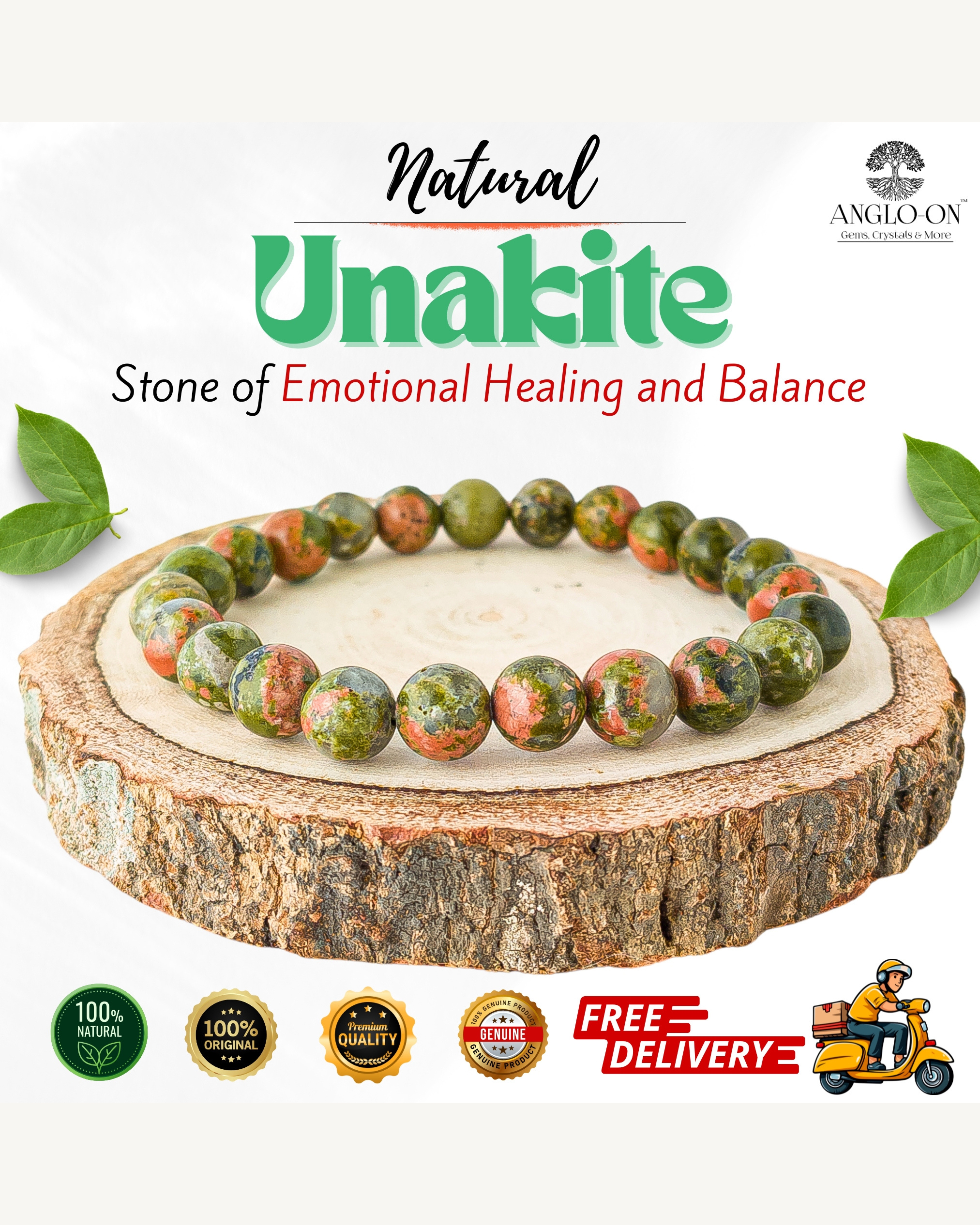Natural Unakite Bracelet 8mm