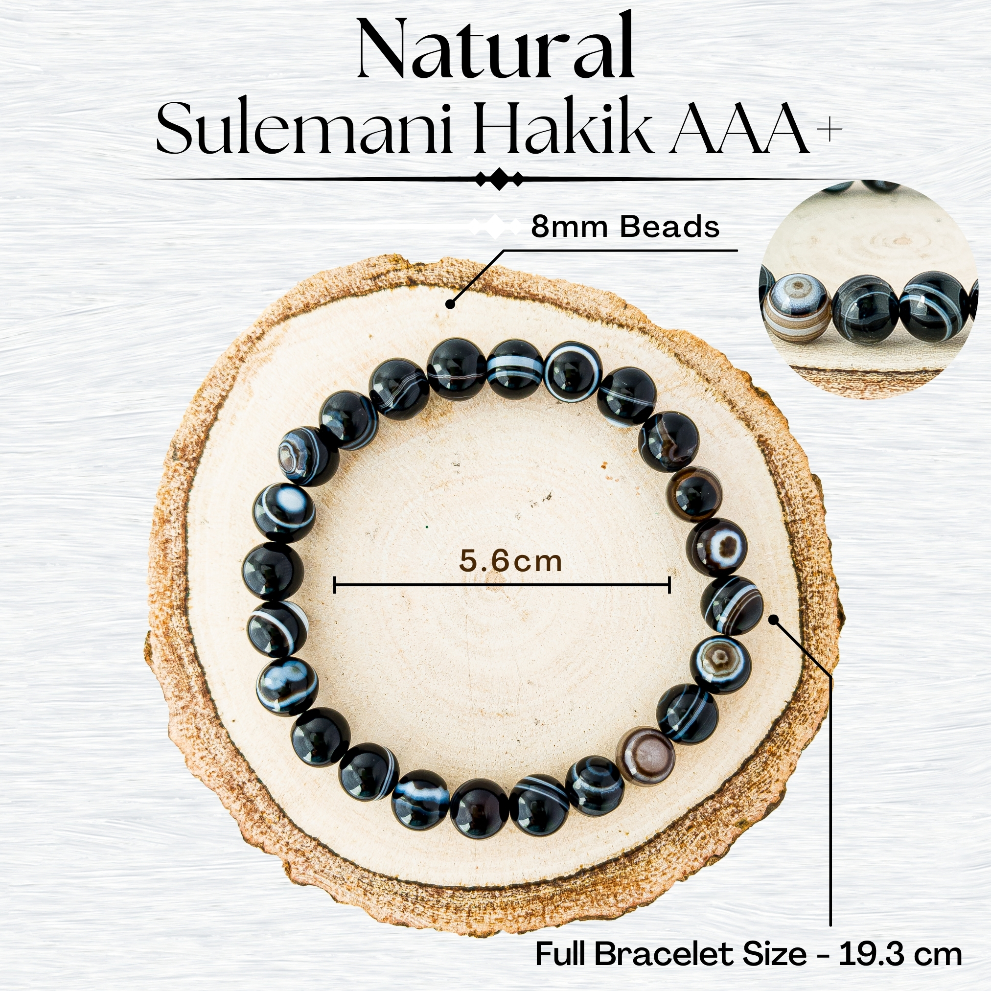 Natural Sulemani Hakik Bracelet 8mm AAA+ Quality