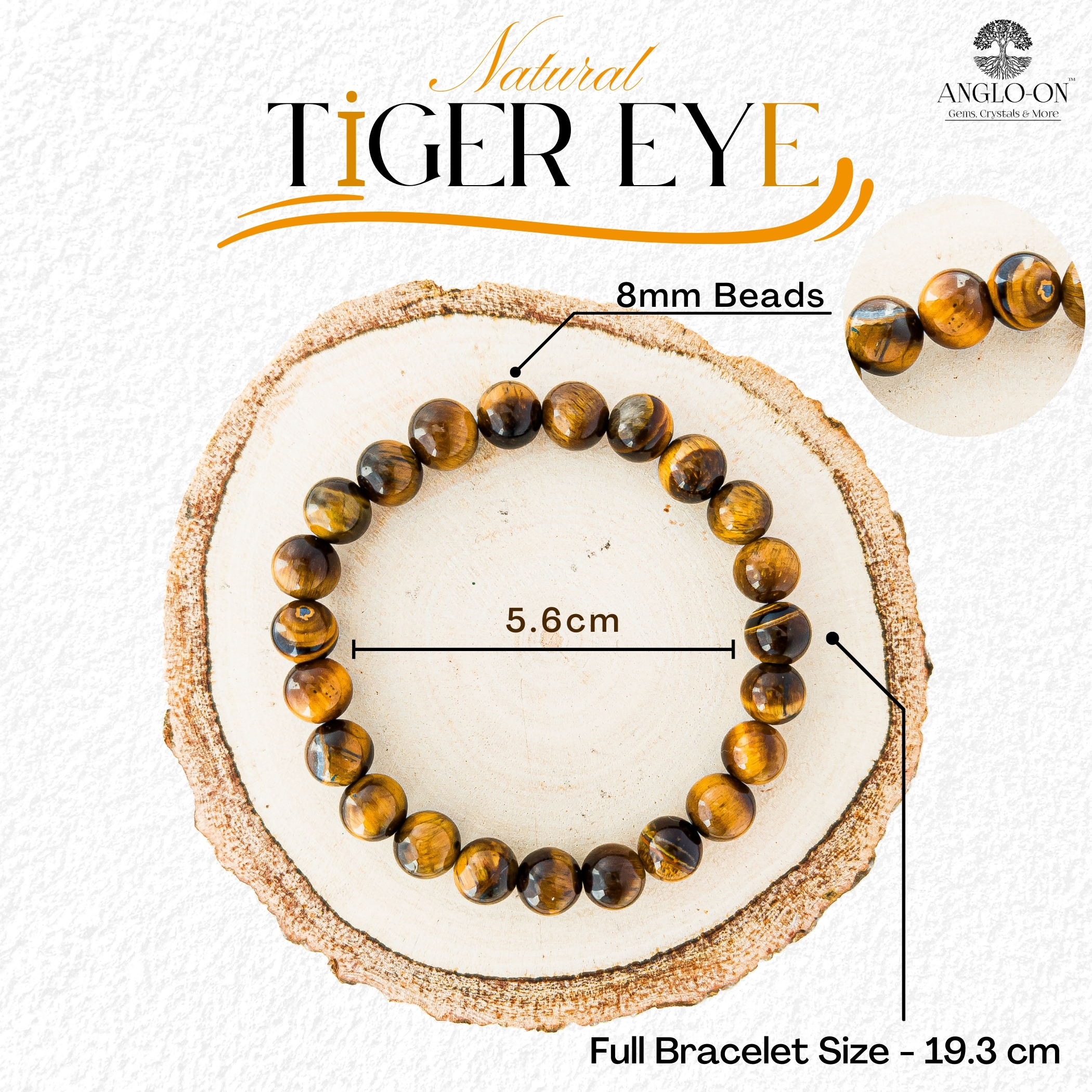 Natural Tiger Eye Bracelet 8mm