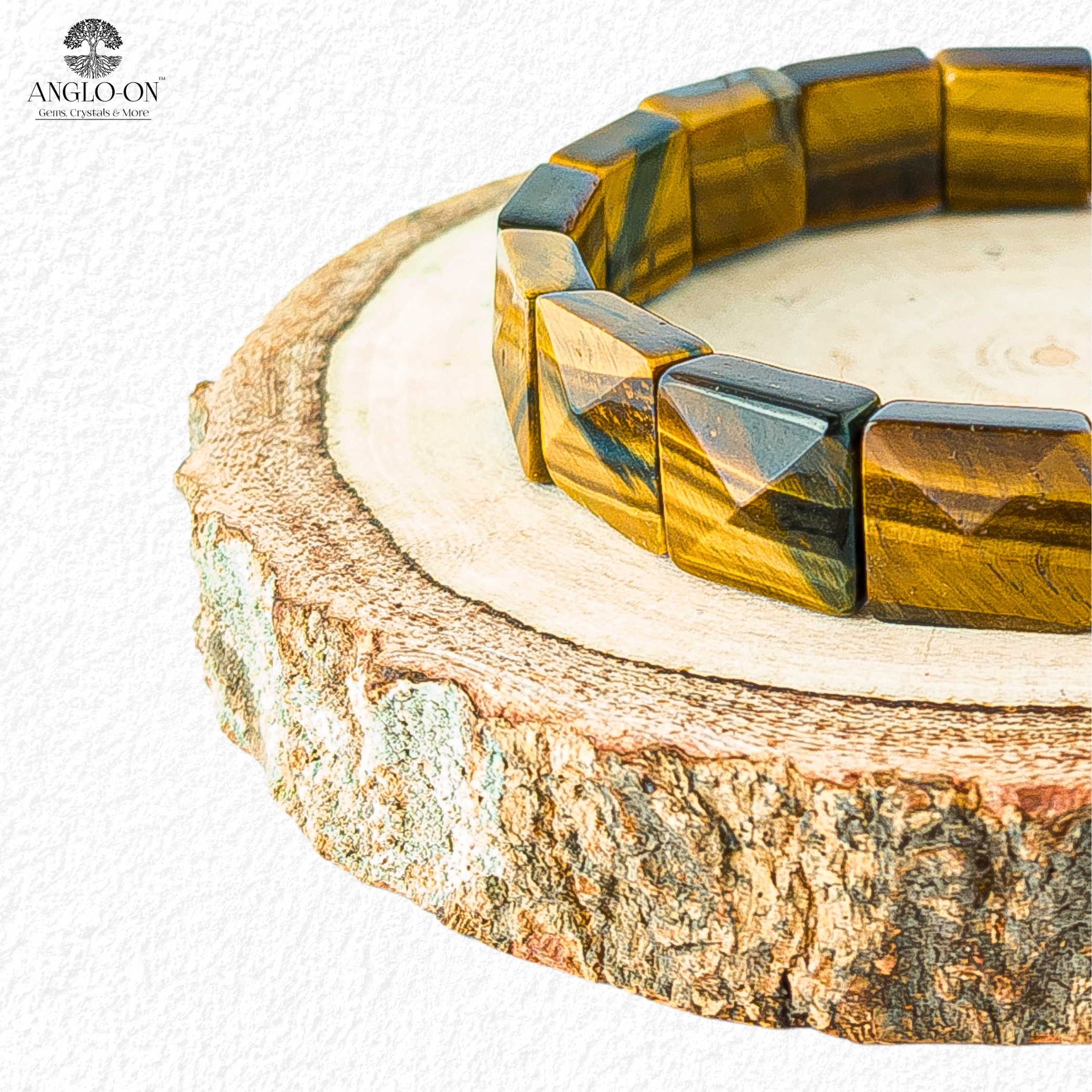 Natural Tiger Eye Pyramid Bracelet 12mm × 5mm