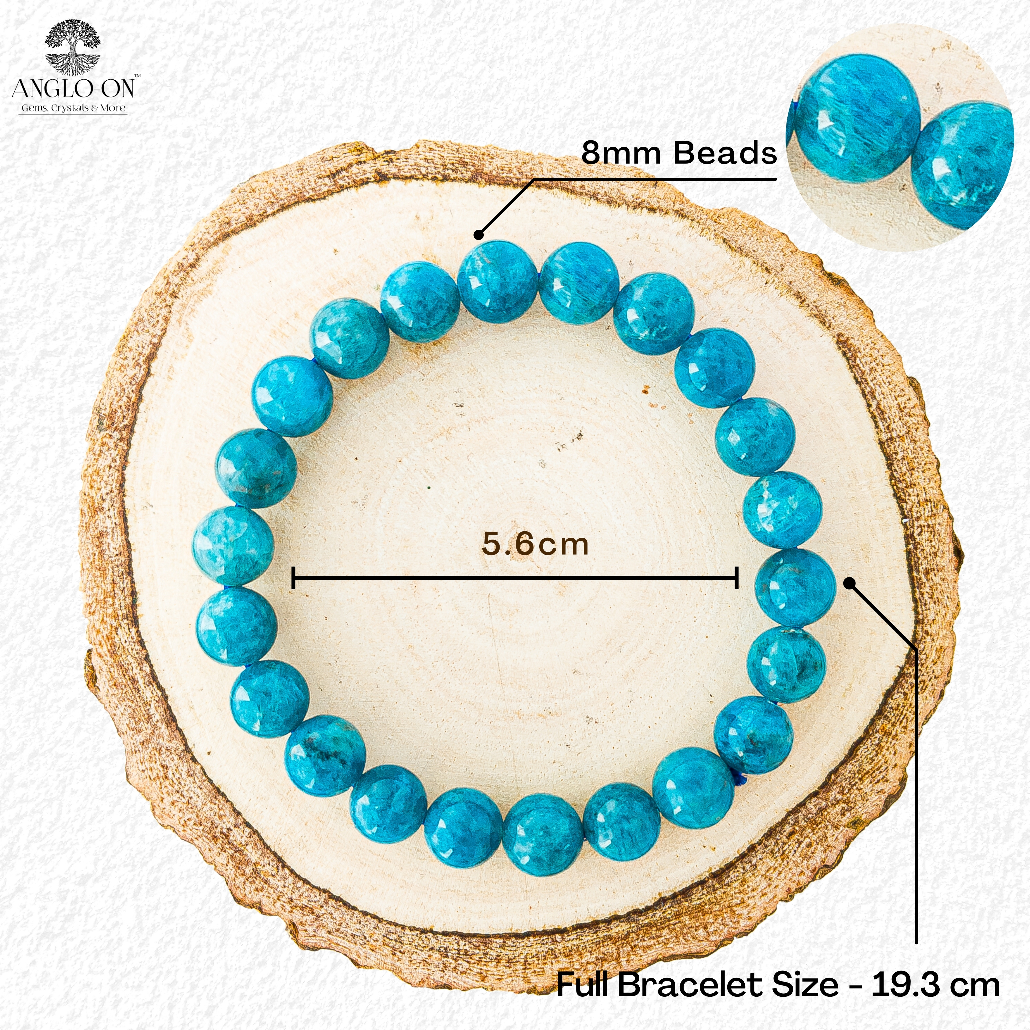Natural Blue Apatite Bracelet 8mm 