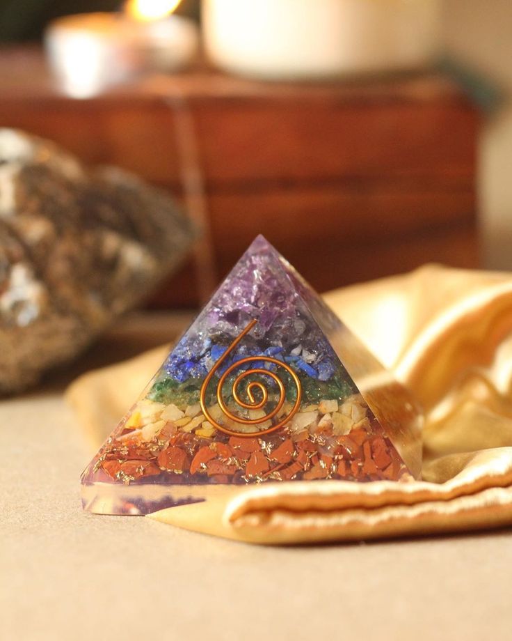 Natural 7 Chakra Crystal Pyramid