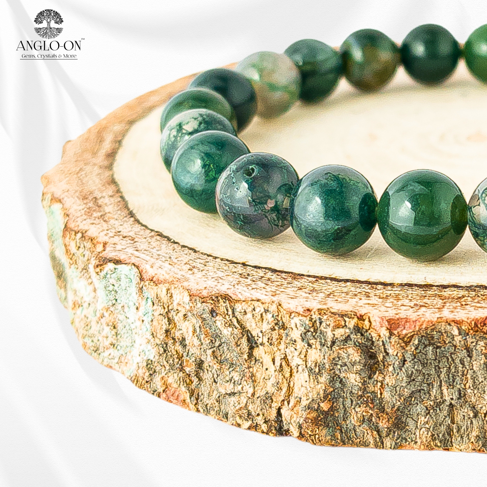 Natural Moss Agate Bracelet 8mm