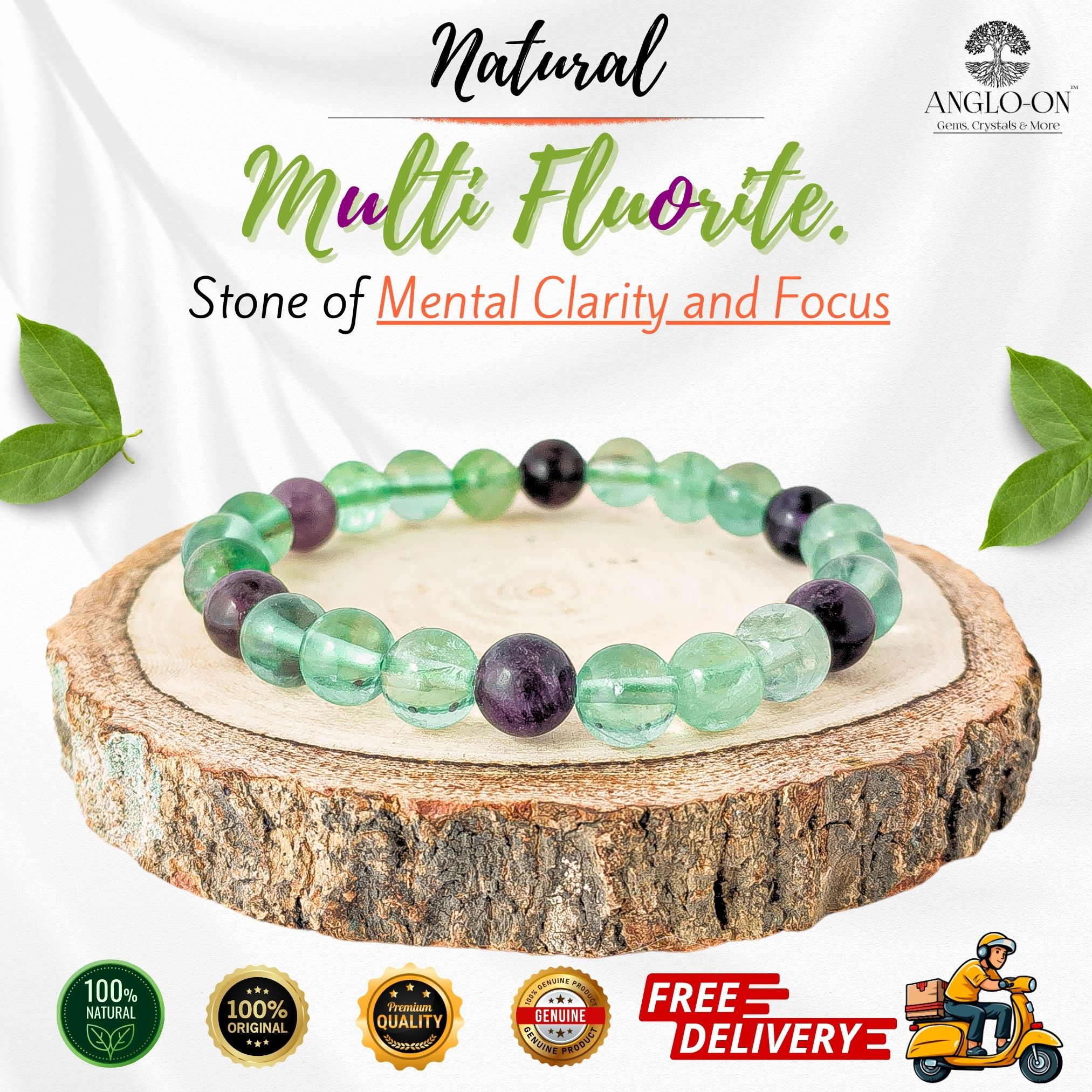 Natural Multi Fluorite Bracelet 8mm