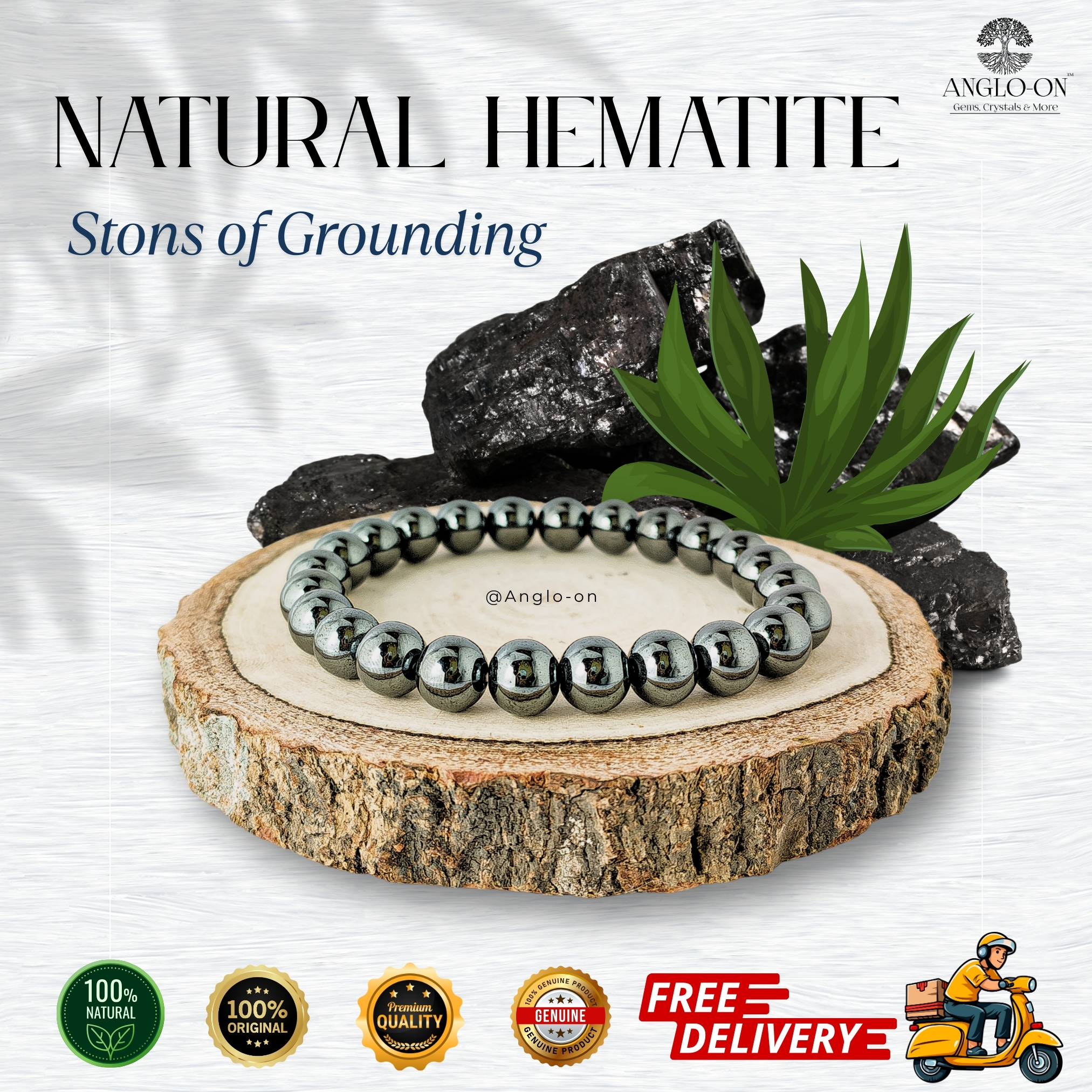 Natural Hematite Bracelet 8mm