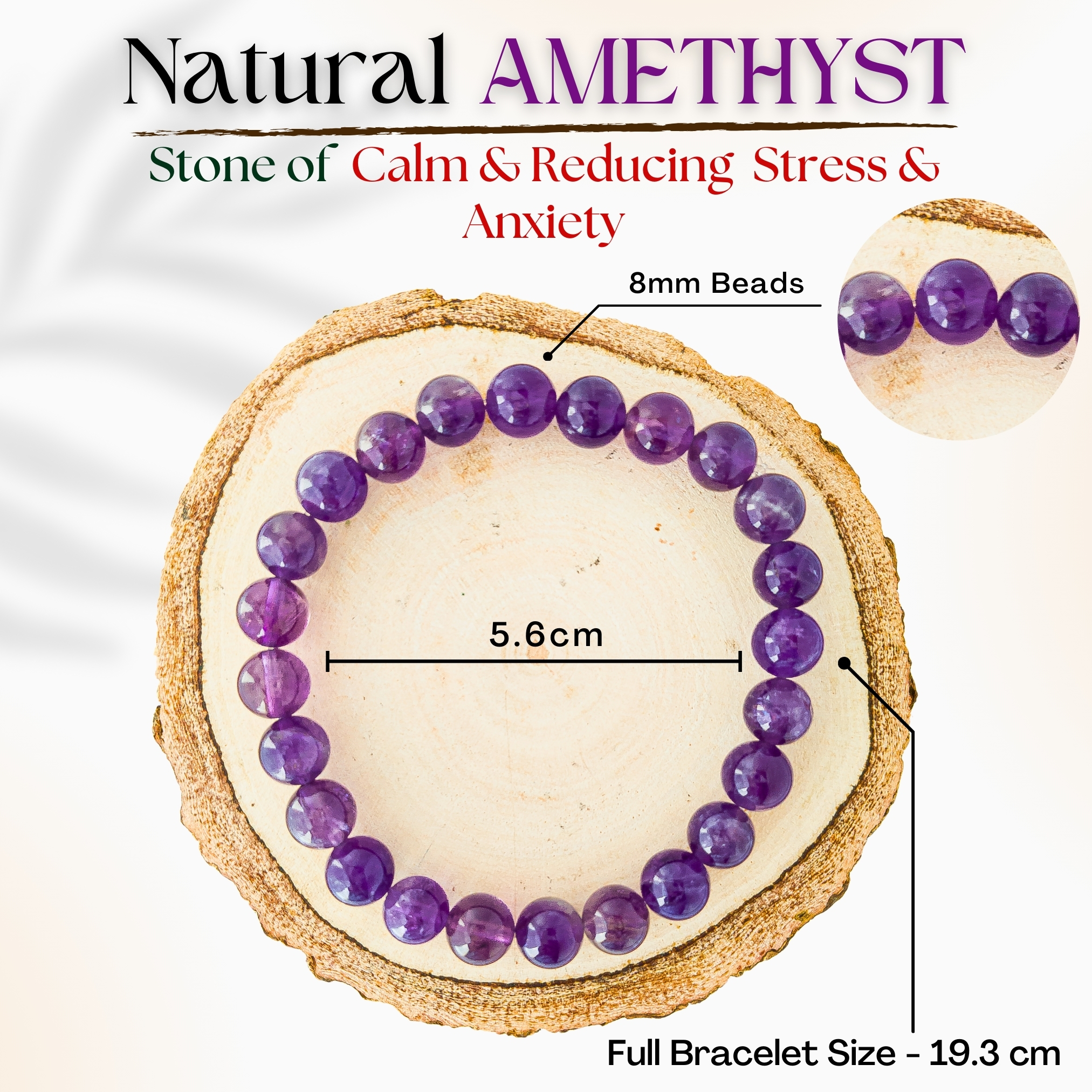 Natural Amethyst Bracelet 8mm