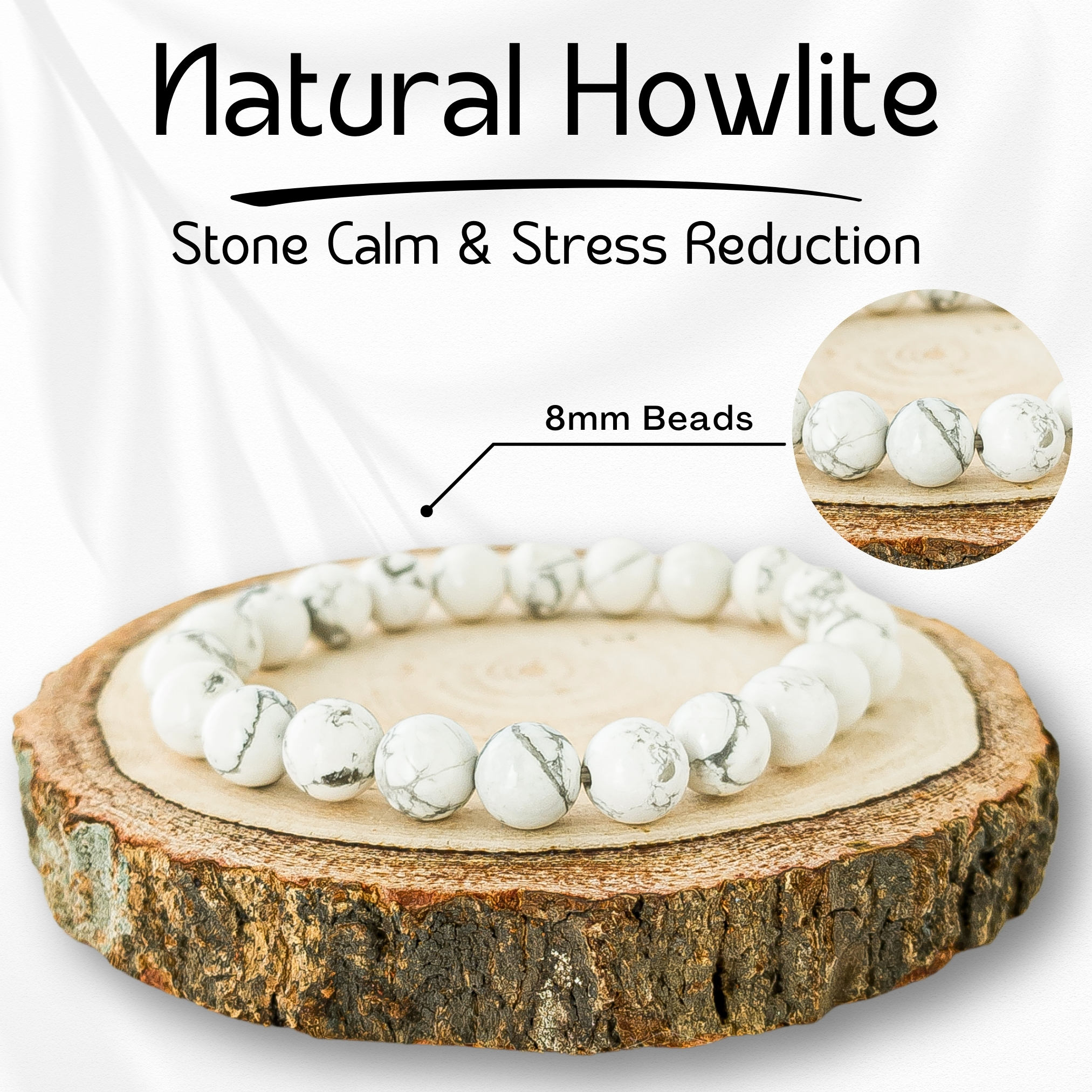 Natural Howlite Bracelet 8mm