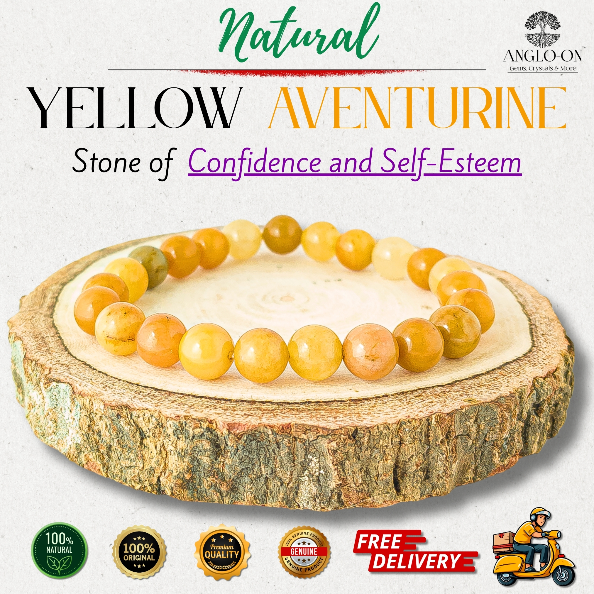 Natural Yellow Aventurine Bracelet 8mm