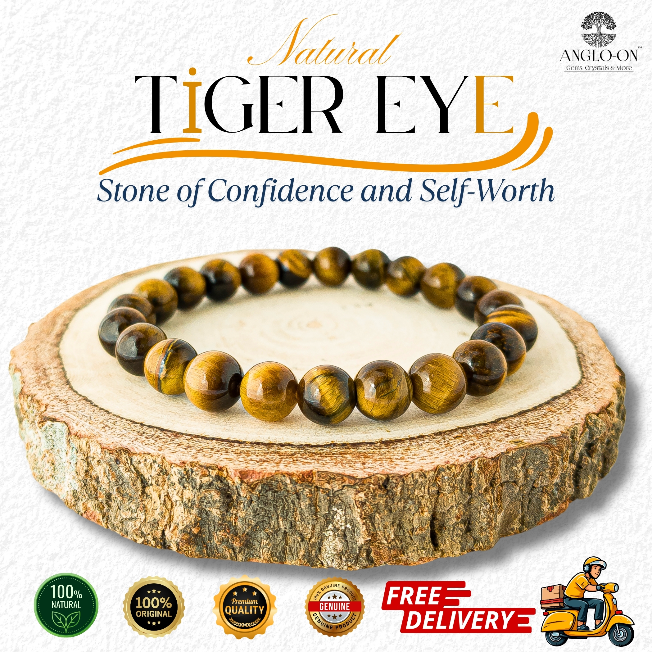 Natural Tiger Eye Bracelet 8mm