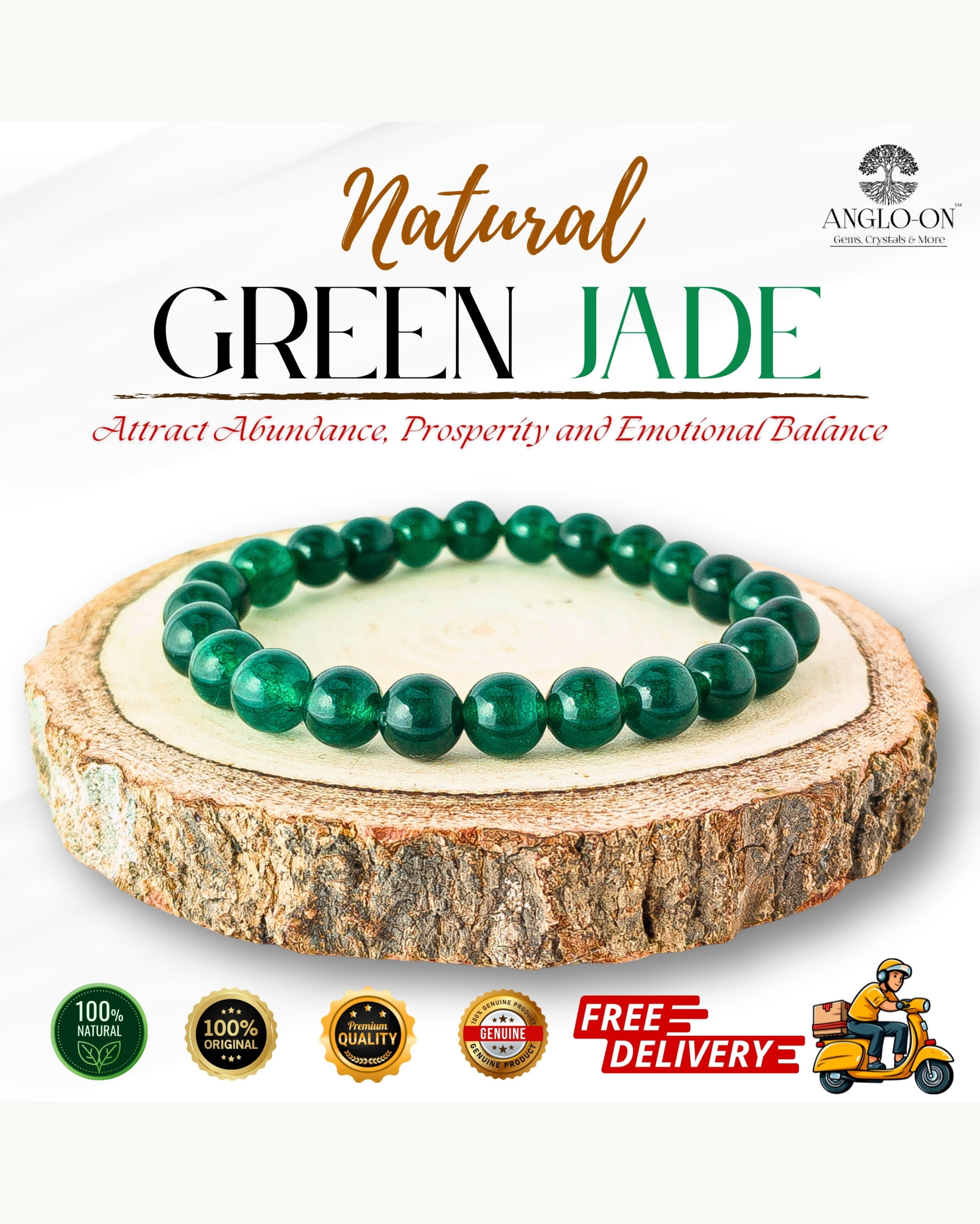 Natural Green Jade Bracelet 8mm