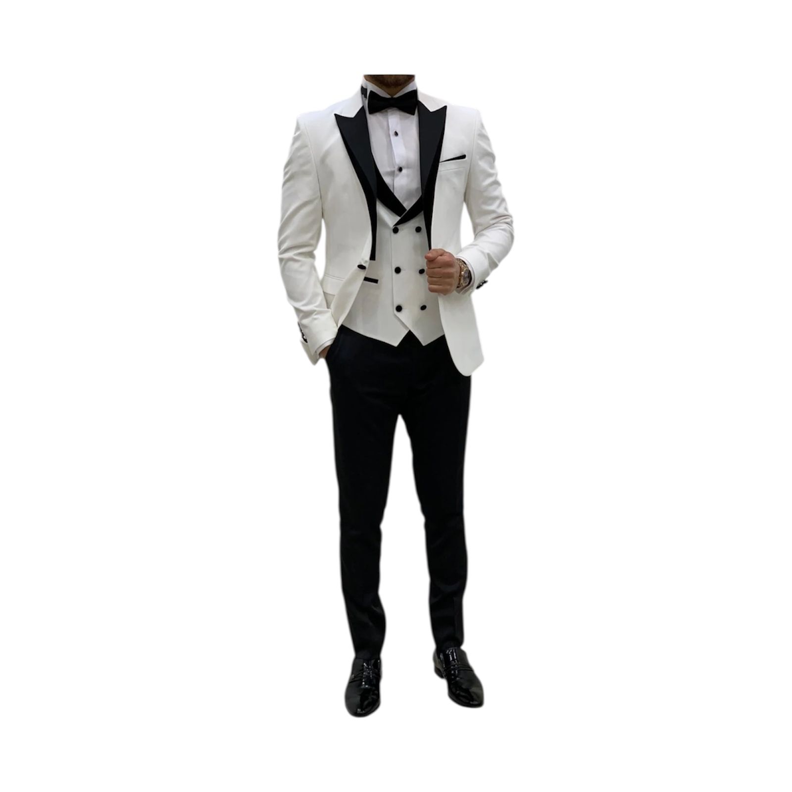 Traje Entallado Smoking Solapa Media De Raso