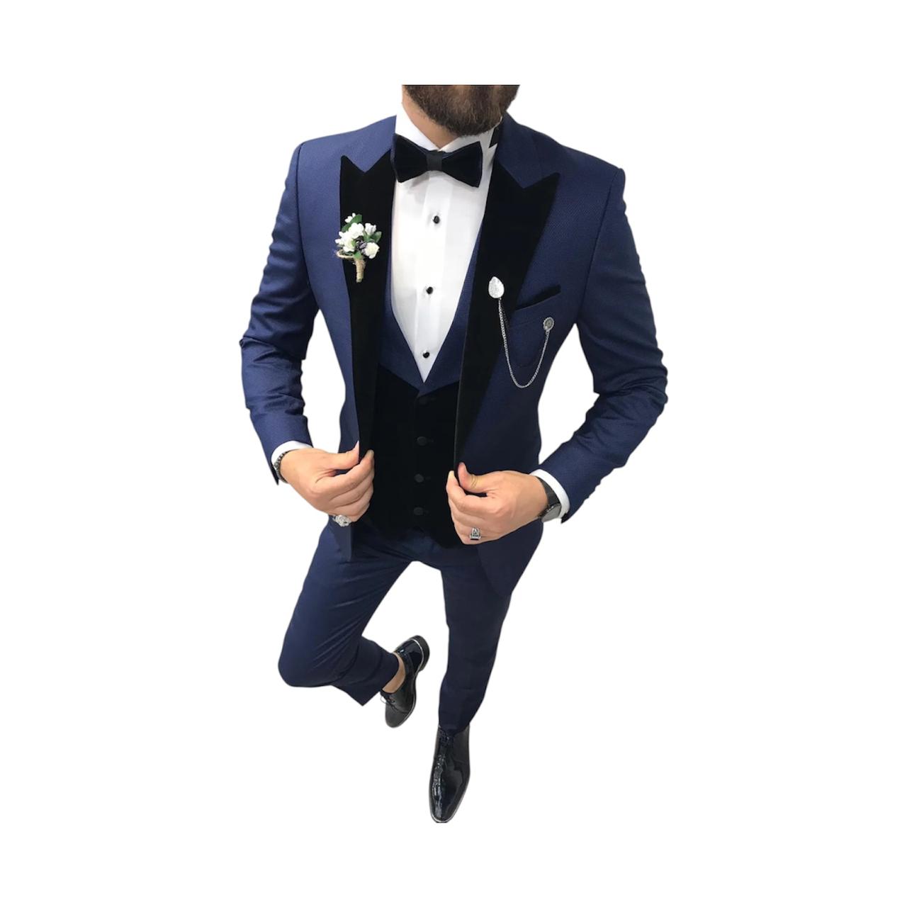 Traje Entallado Smoking Solapa Media De Raso