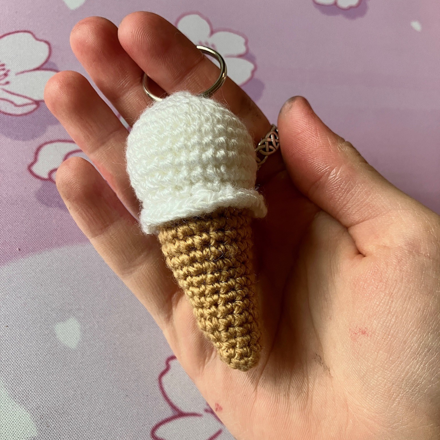 Mini Kawaii Crochet Ice Cream Keychain