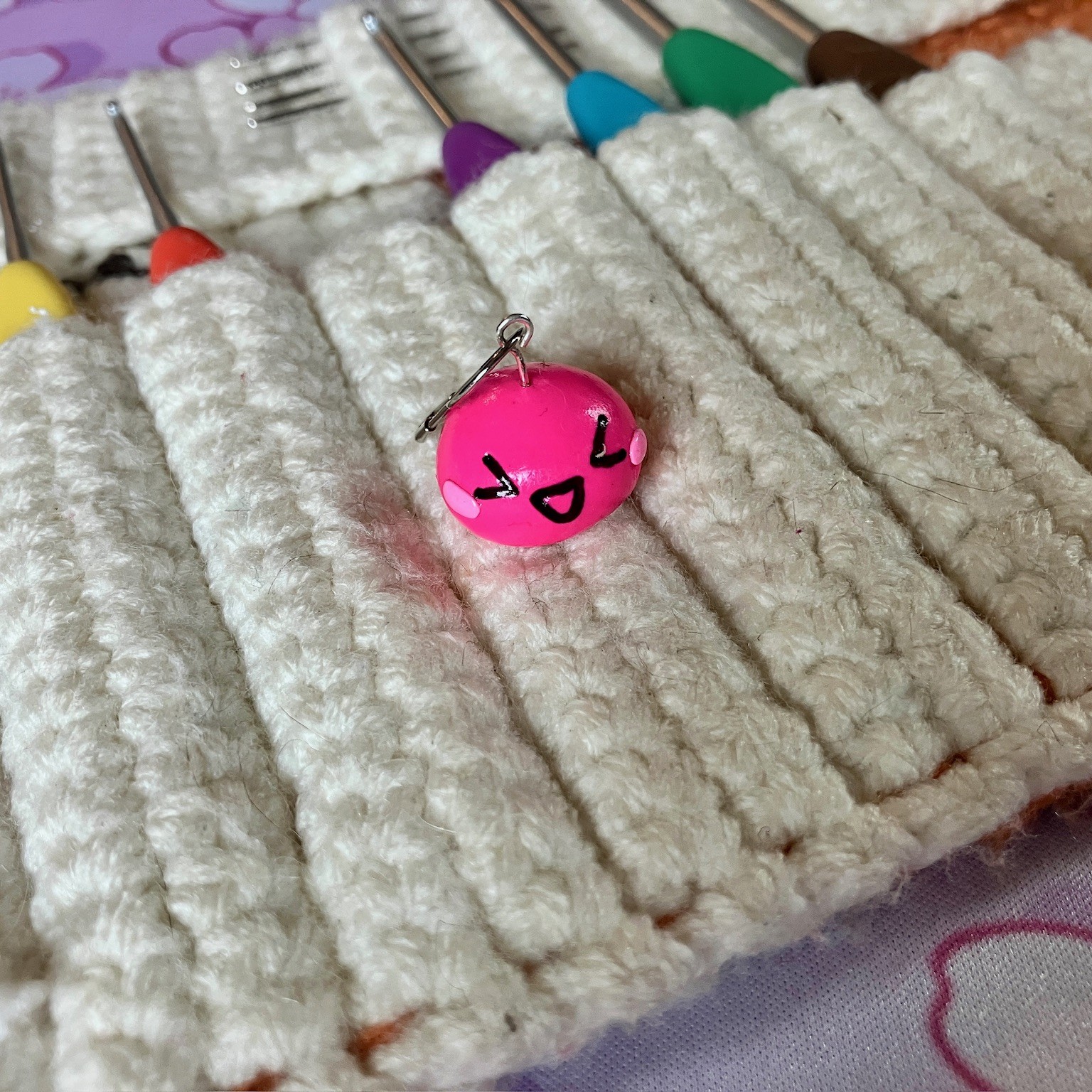 Handcrafted Kawaii Hot Pink Mochi Stitch Marker