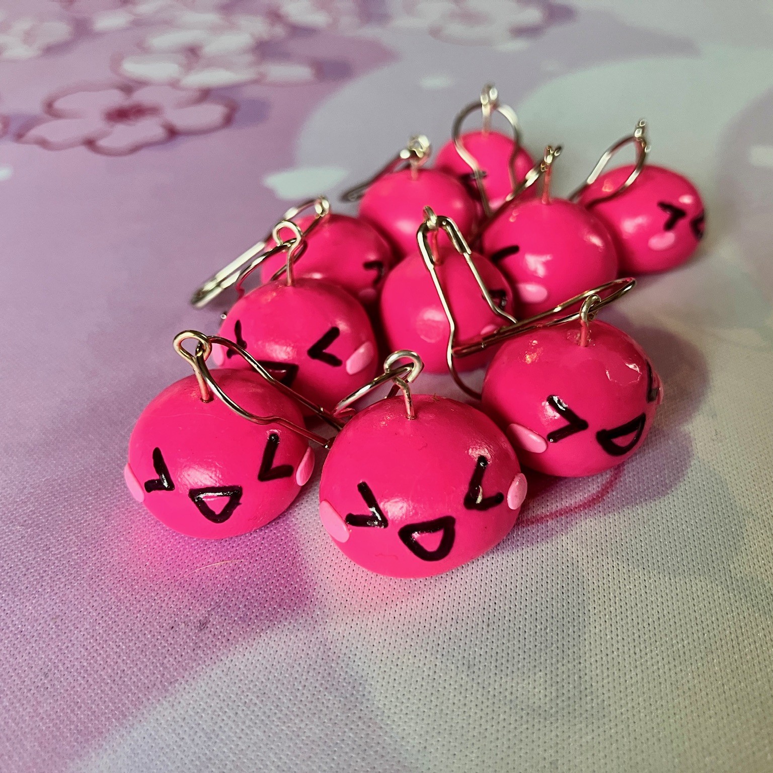 Handcrafted Kawaii Hot Pink Mochi Stitch Marker